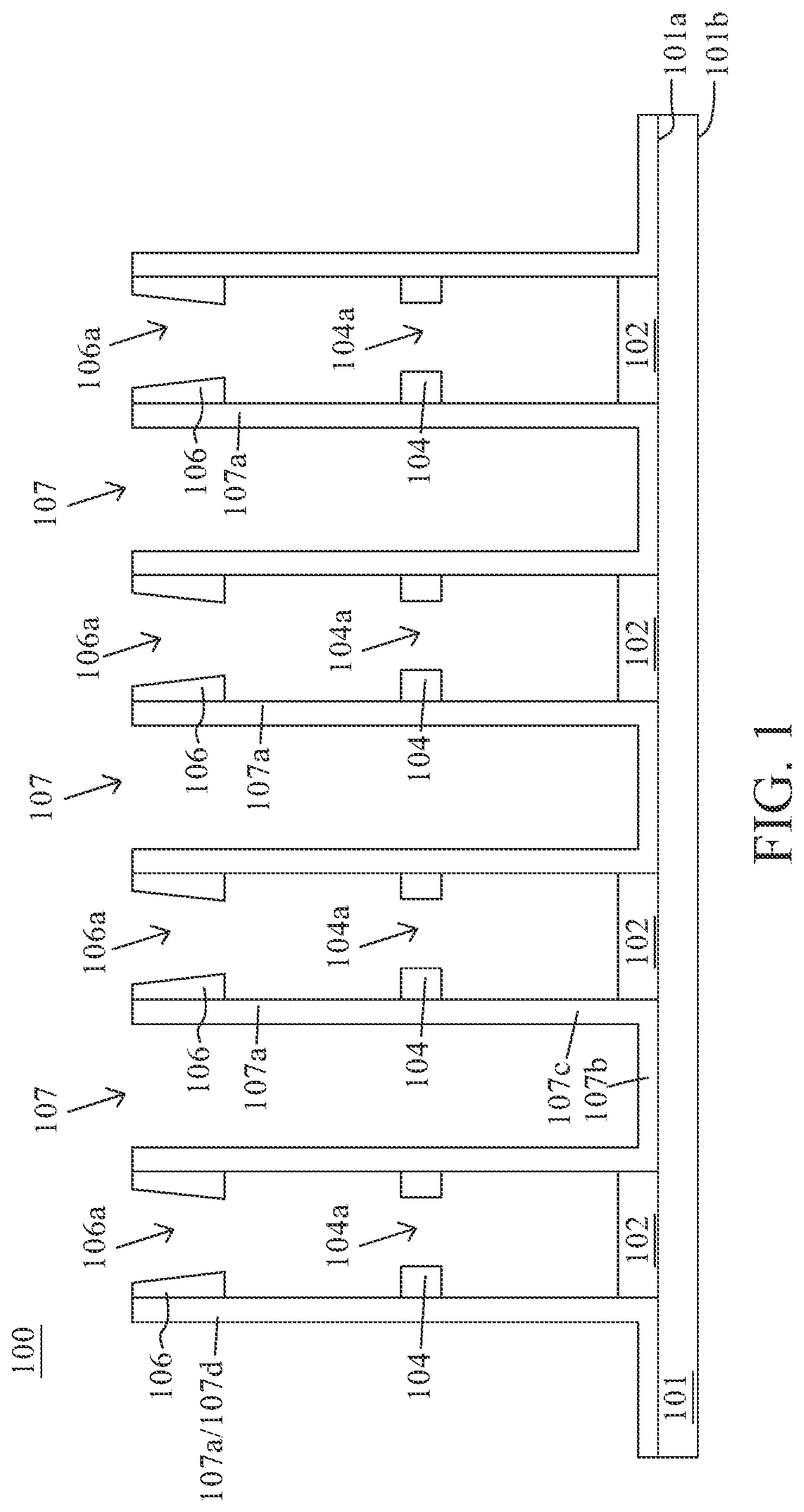Patent US12309994 — Method of manufacturing memory device having double sided capacitor — Figure 1