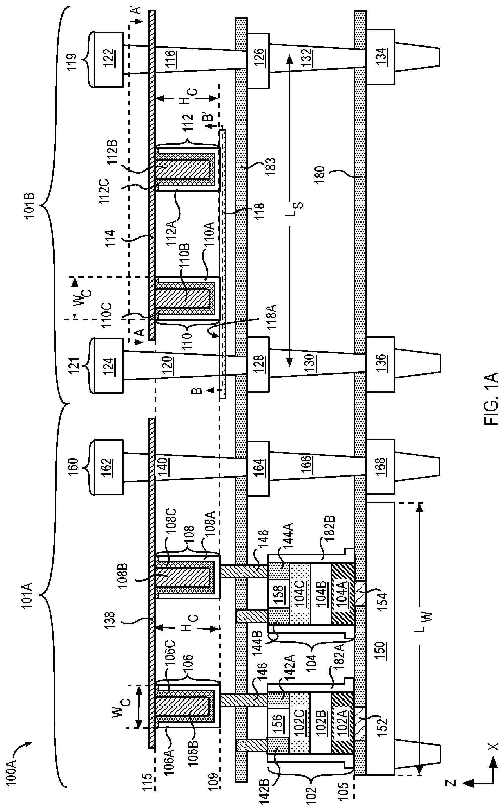 Patent US12310001 — Decoupling capacitors and methods of fabrication — Figure 1