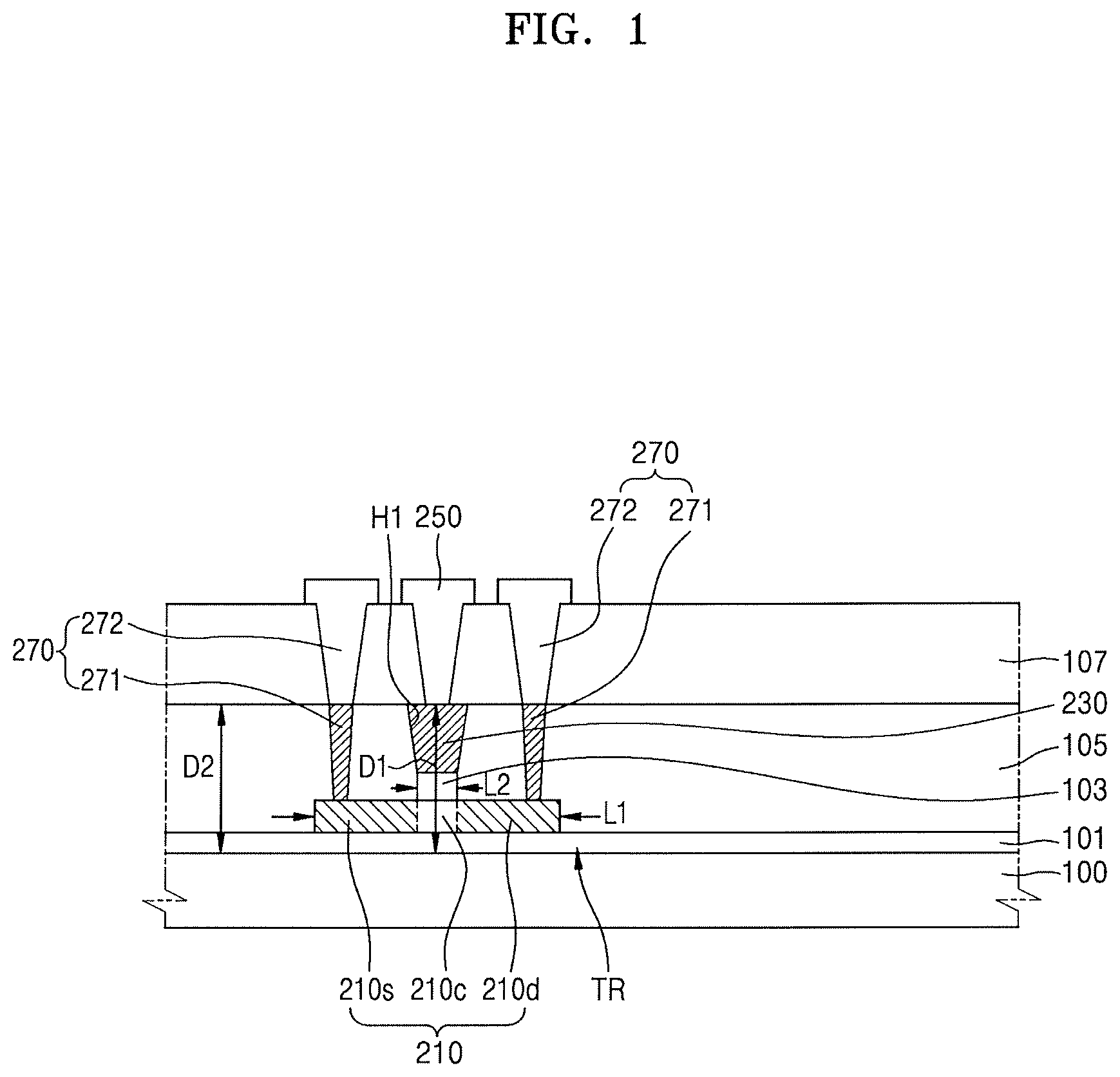 Patent US12310058 Figure 1 – Thin film transistor substrate