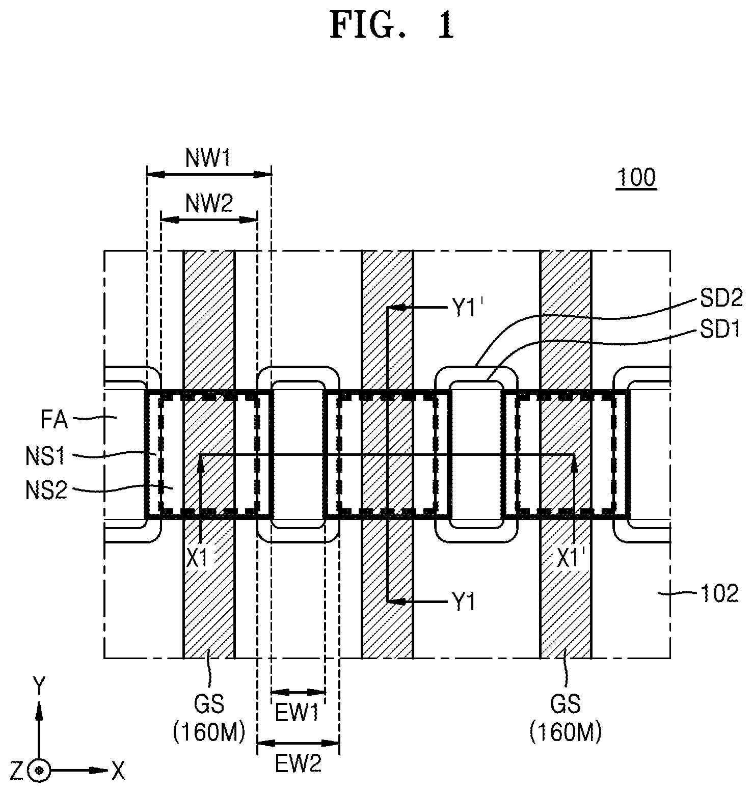 Patent US12310075 Figure 1 – Integrated circuit devices including vertically stacked field effect transistors