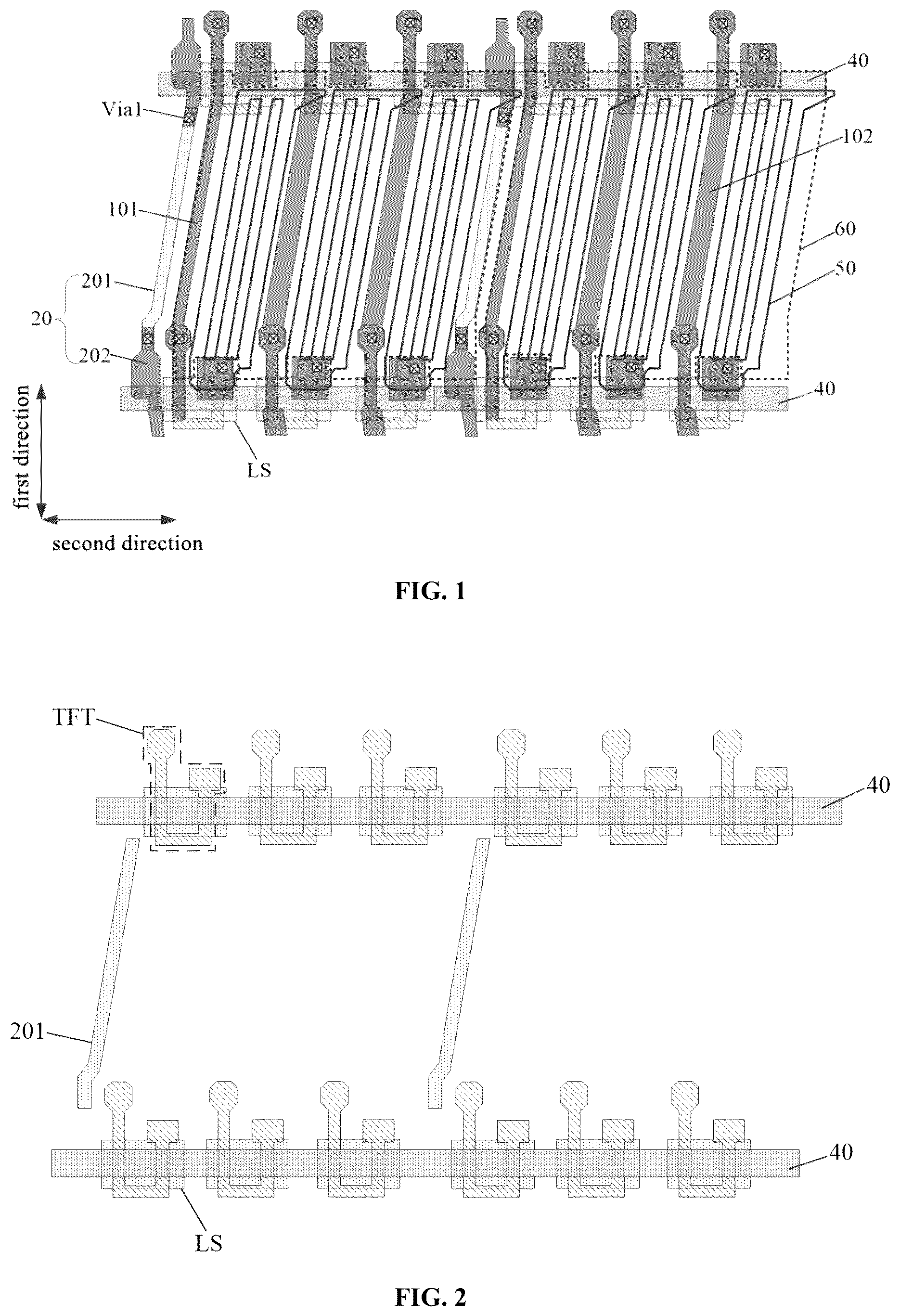 Patent US12310111 — Touch display device reducing risk of residual conductive material between touch signal lines and neighboring data lines — Figure 1