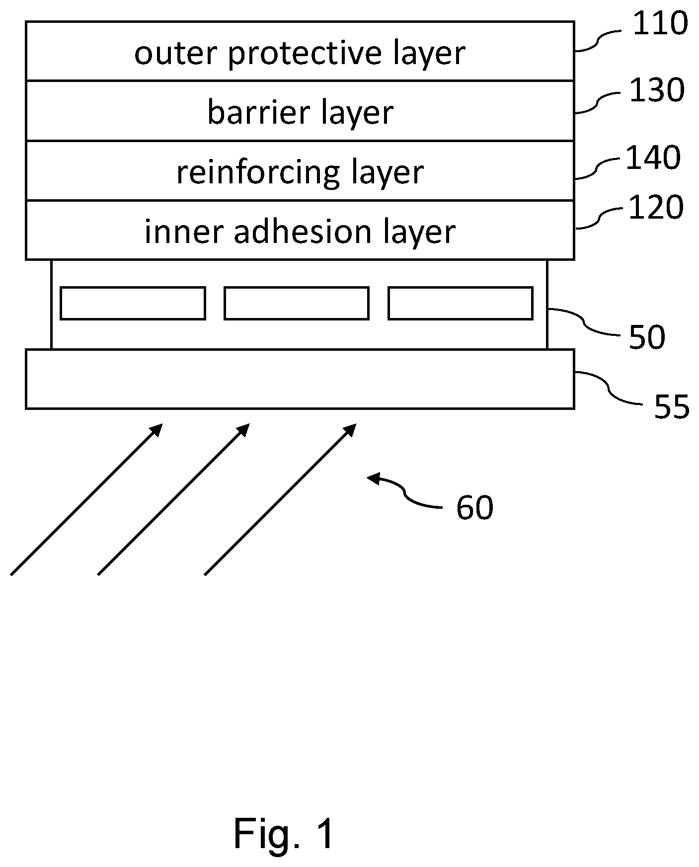 Patent US12310121 — Backsheet stack for a photovoltaic module, and a method for the production thereof — Figure 1