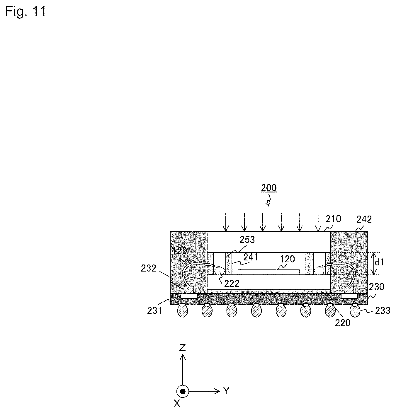 Patent US12310132 Figure 11 – Semiconductor package, semiconductor package manufacturing method, and electronic device