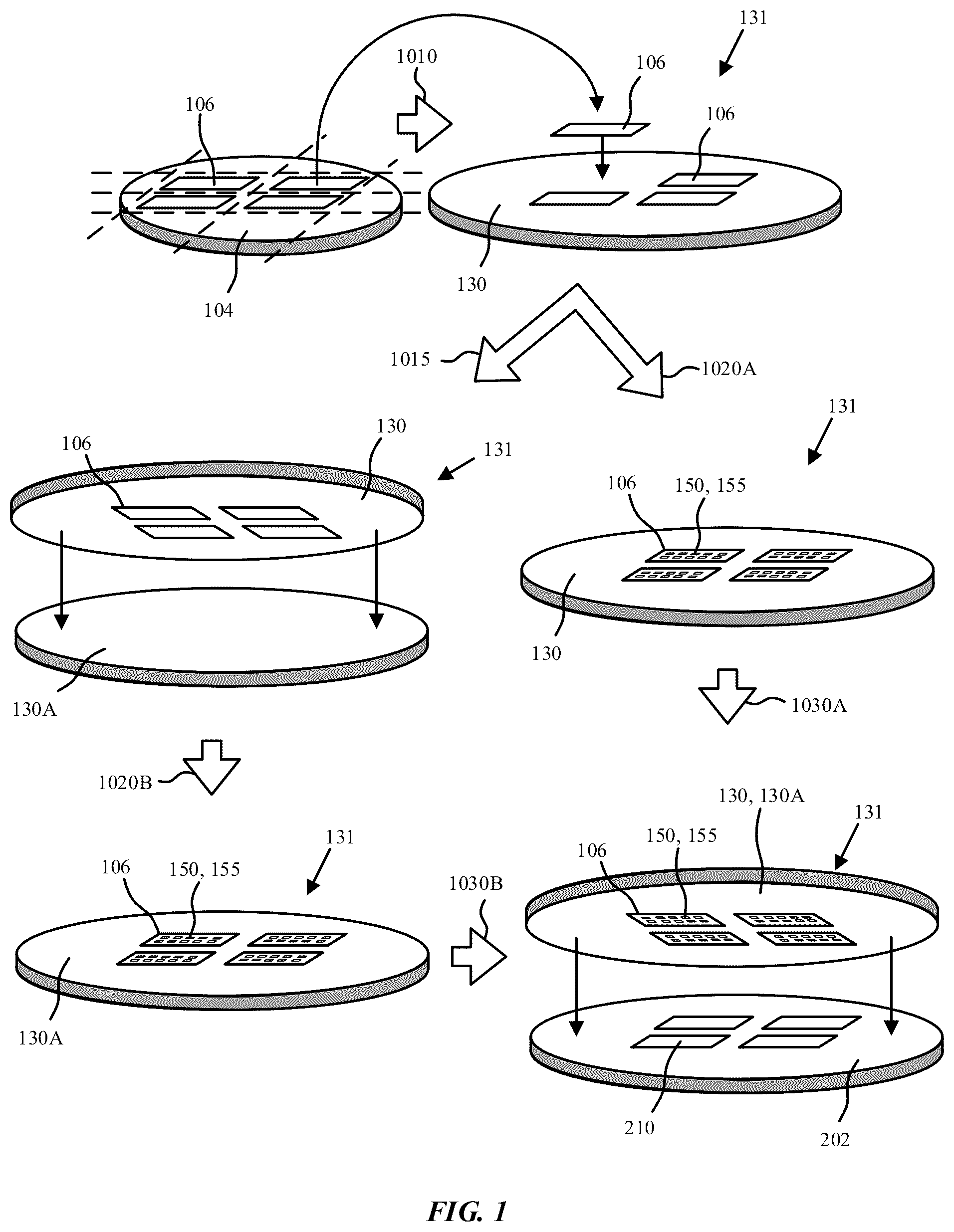 Patent US12310146 — Methods for die-to-wafer device layer transfer with precise control of device layer vertical position — Figure 1