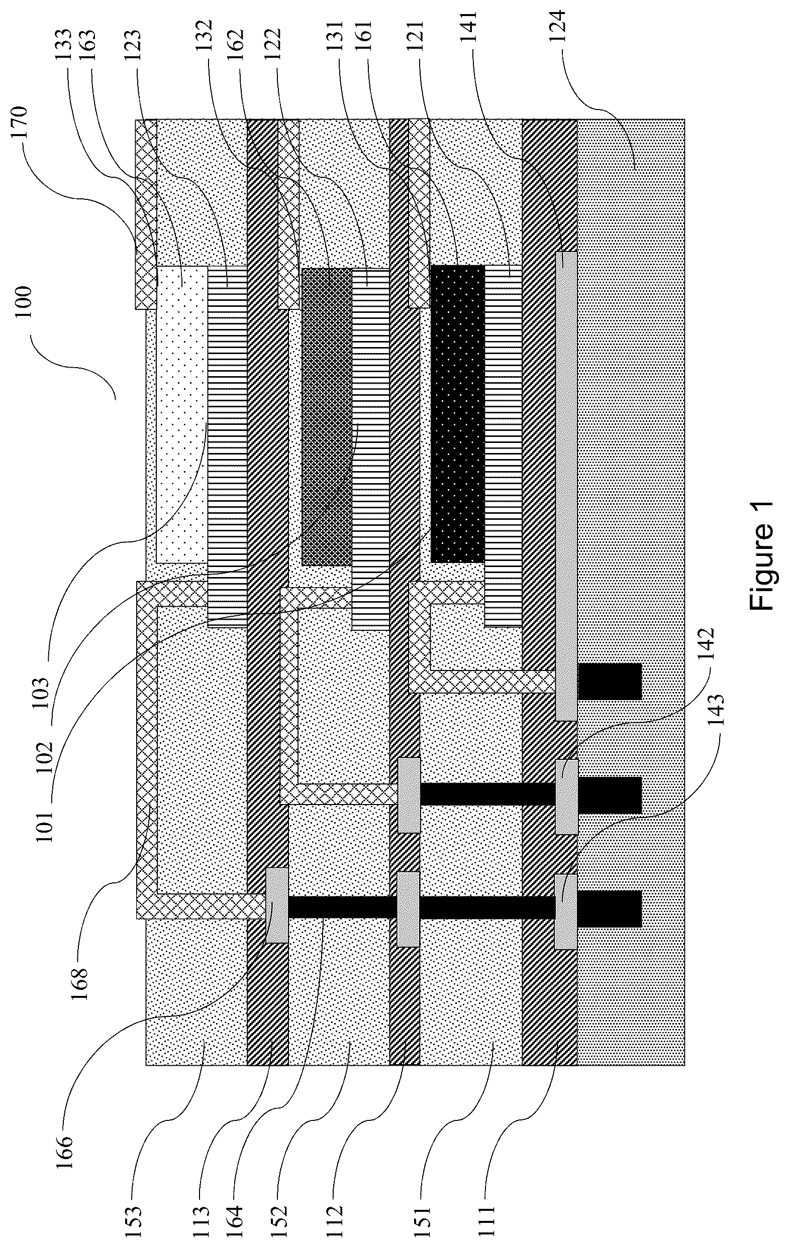 Patent US12310159 — Integrated structure for an optoelectronic device and method of fabricating the same — Figure 1
