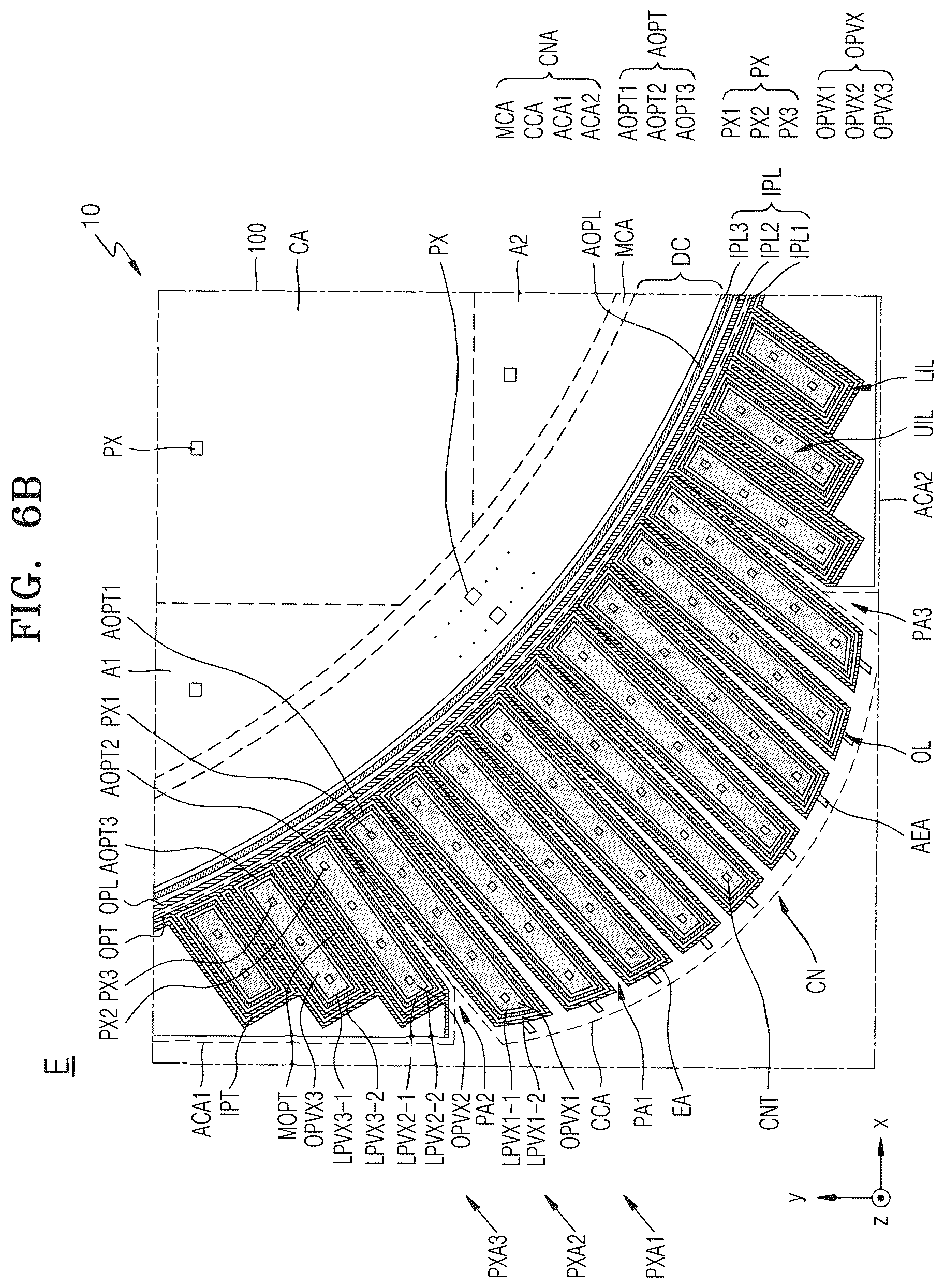 Patent US12310175 Figure 9 – Display panel and display device having center and adjacent corner areas spaced apart from each other by a penetration area