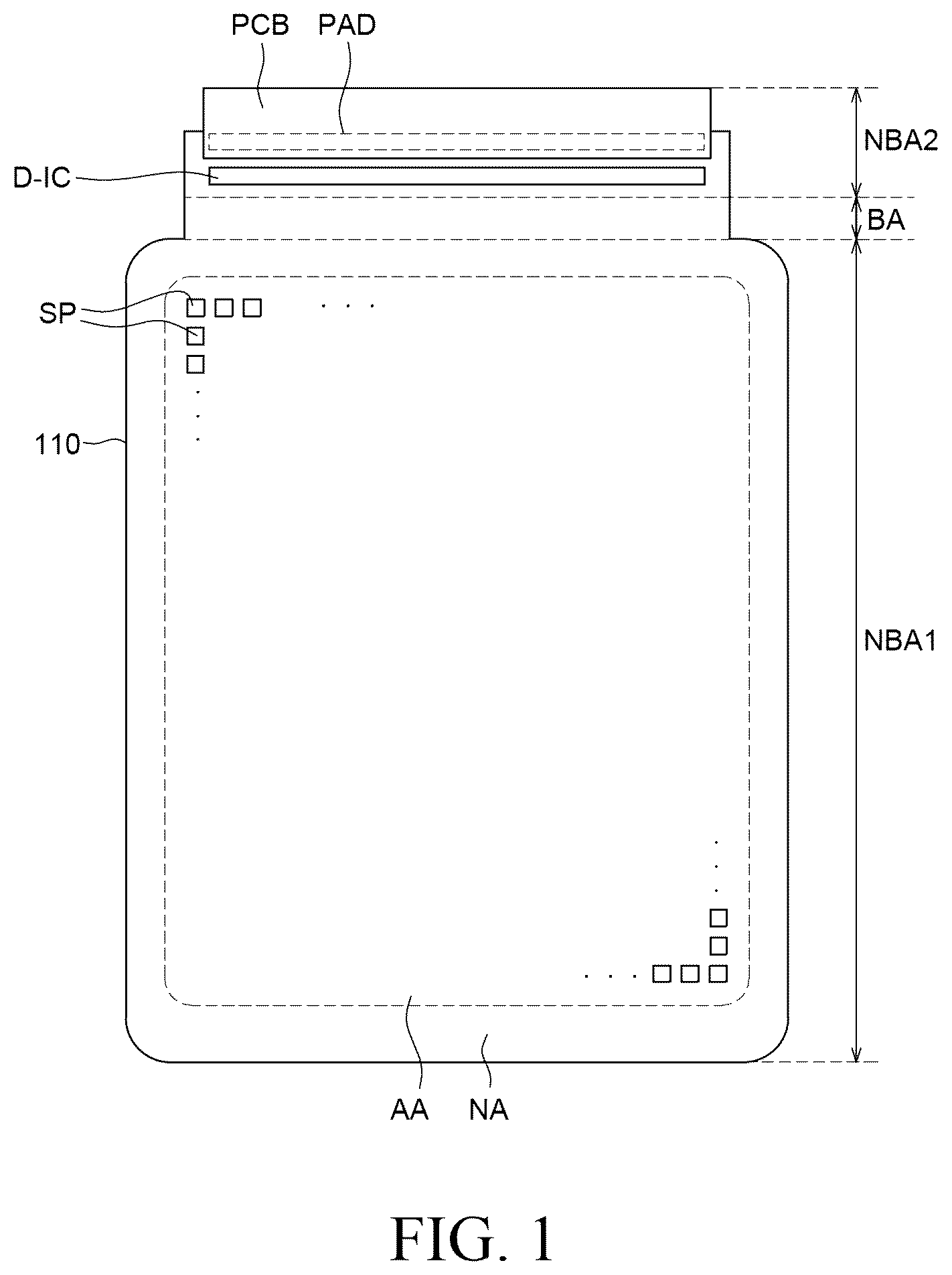 Patent US12310197 — Display device with data link line in active area — Figure 1