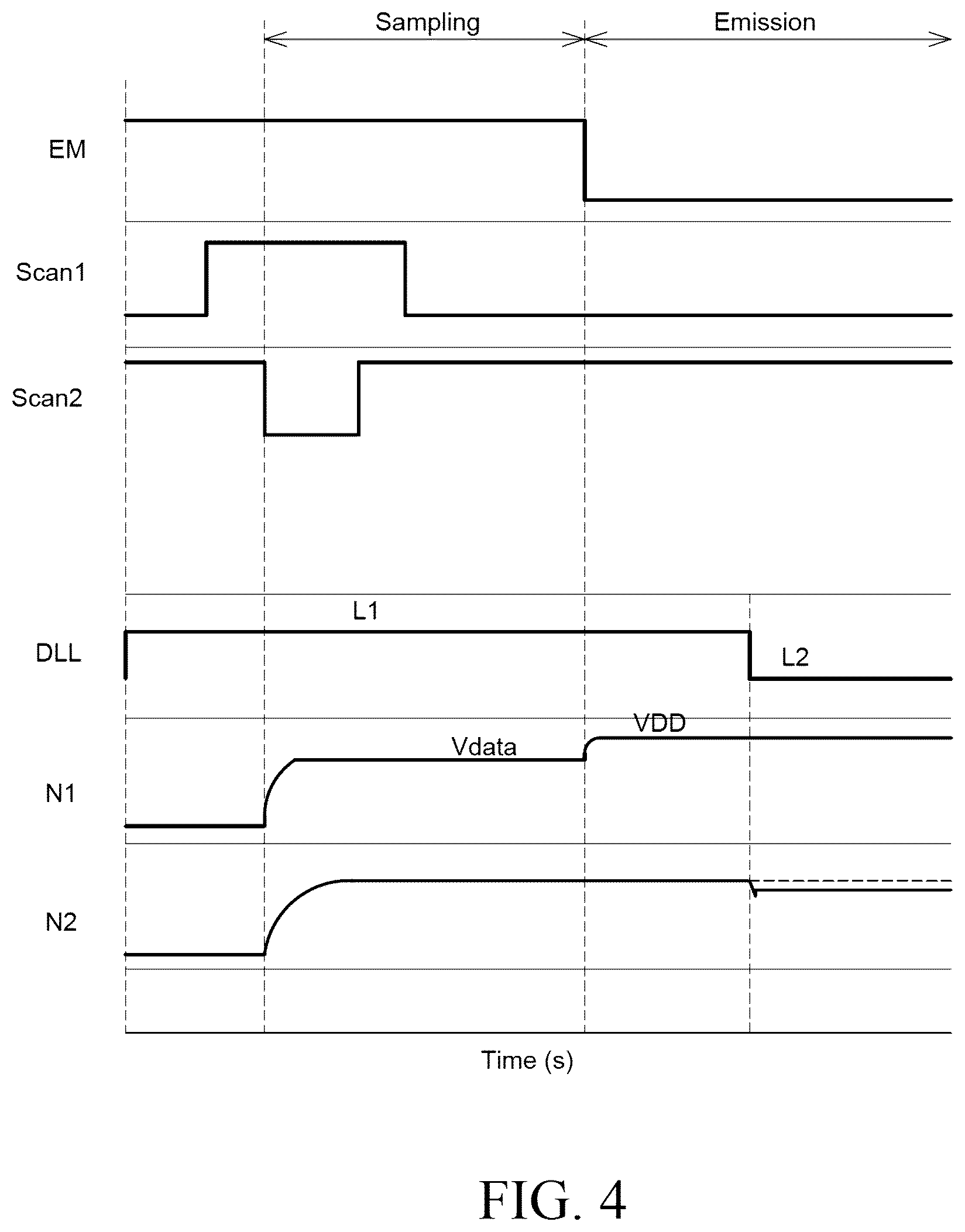 Patent US12310197 Figure 4 – Display device with data link line in active area