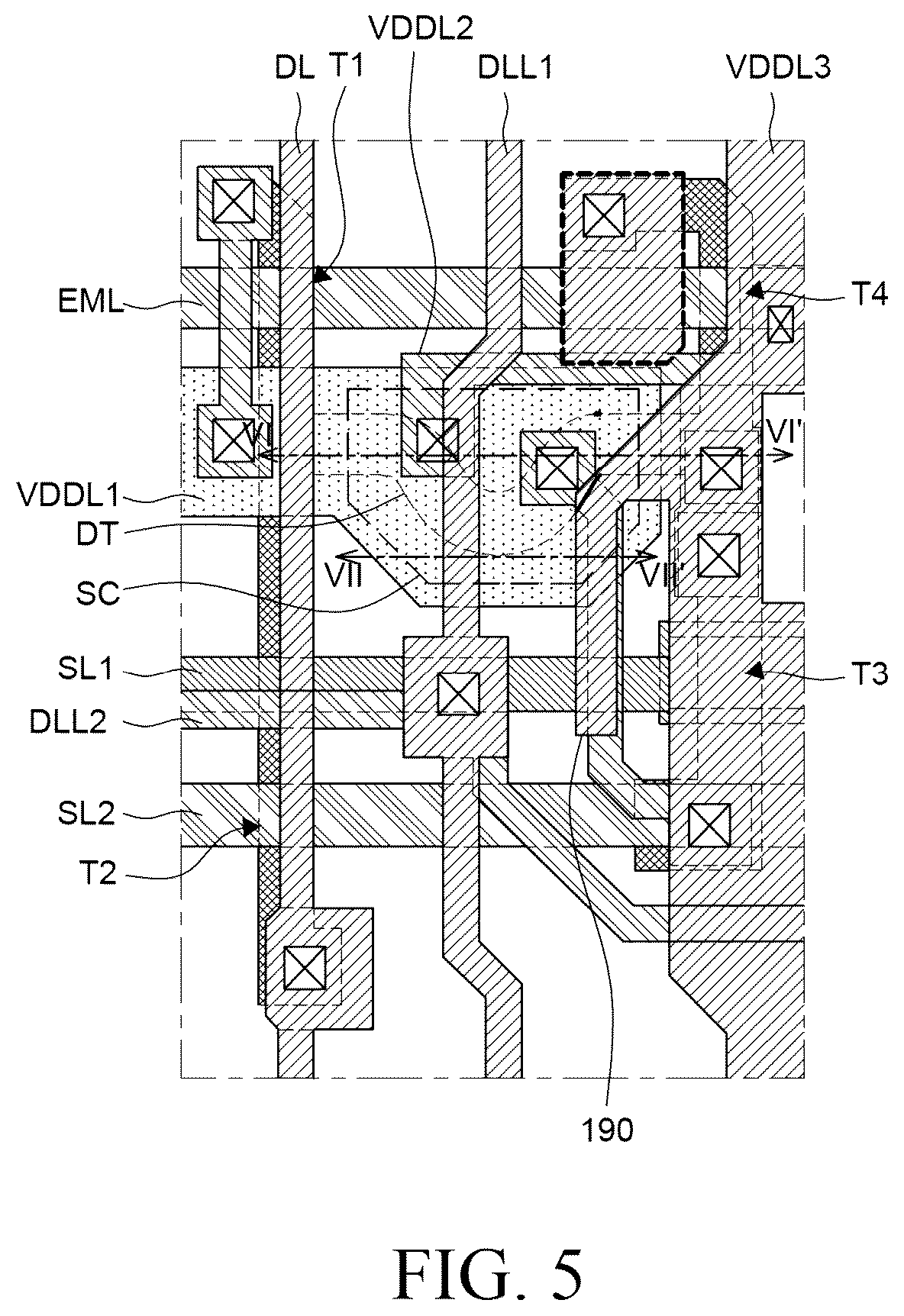 Patent US12310197 Figure 5 – Display device with data link line in active area