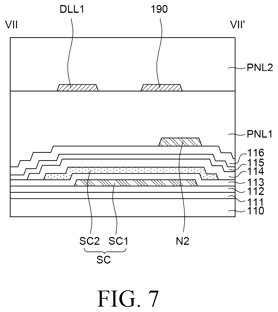 Patent US12310197 Figure 7 – Display device with data link line in active area