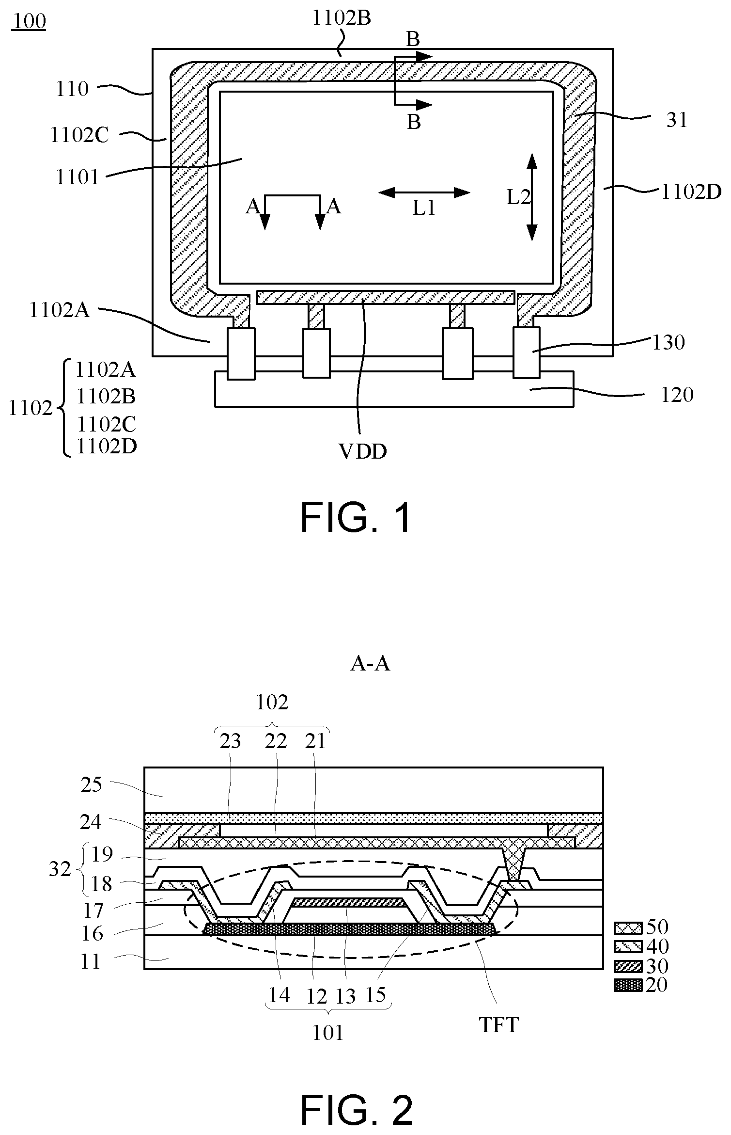 Patent US12310203 — Display substrate with spacers on cathode power line and display apparatus — Figure 1