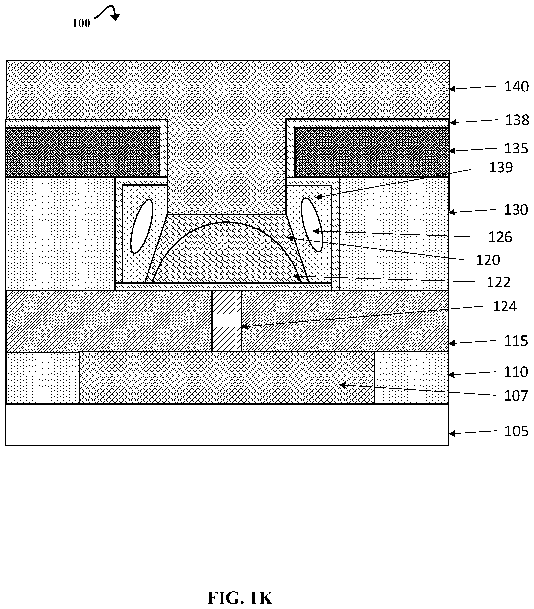 Patent US12310265 Figure 11 – Dome-shaped phase change memory mushroom cell