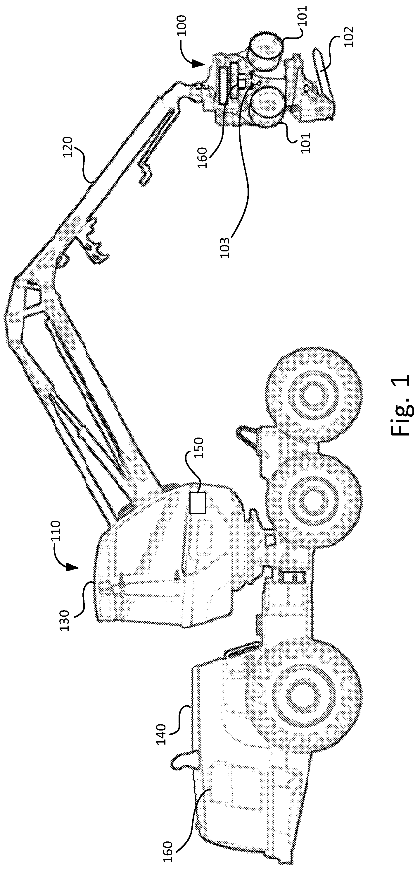 Patent US12310297 — Harvesting head for length determination of a tree trunk and an associated method — Figure 1
