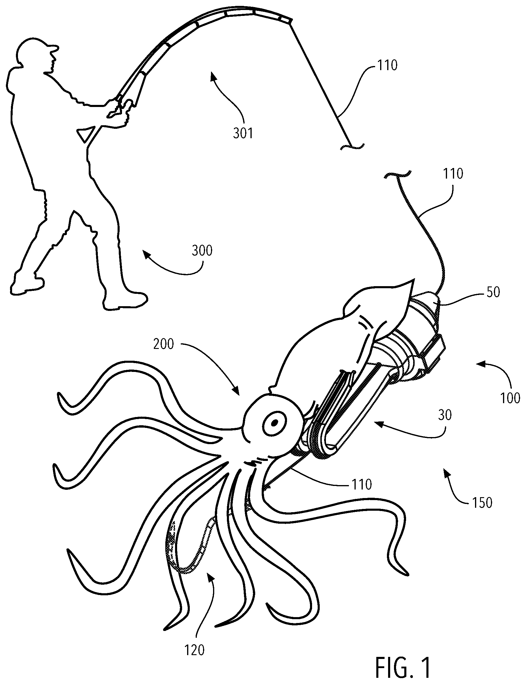 Patent US12310344 Figure 1 – Fishing bait device