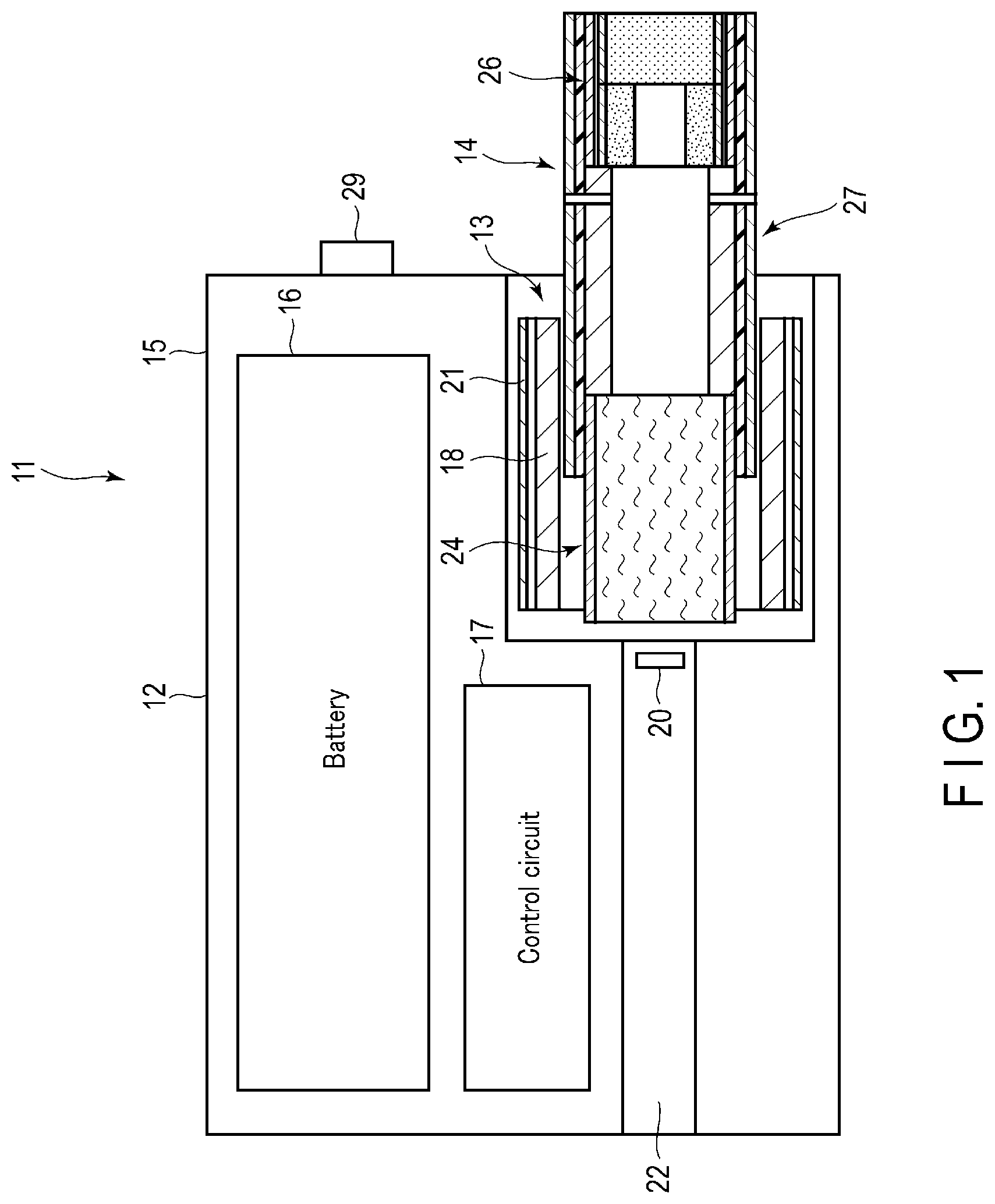 Patent US12310399 — Non-combustible heating-type smoking article, electric heating-type smoking system, and method for producing non-combustible heating-type smoking article — Figure 1