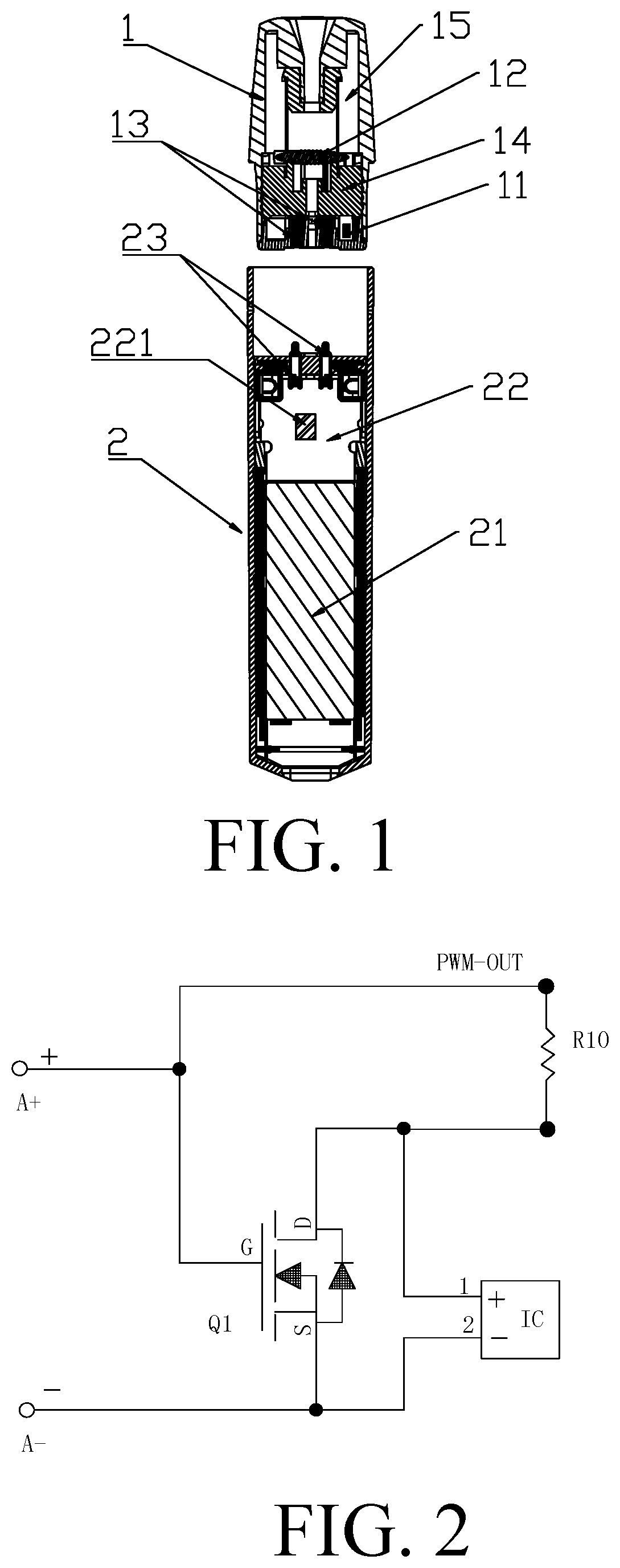 Patent US12310412 — Electronic cigarette with two-wire encryption chip for anti-counterfeiting — Figure 1