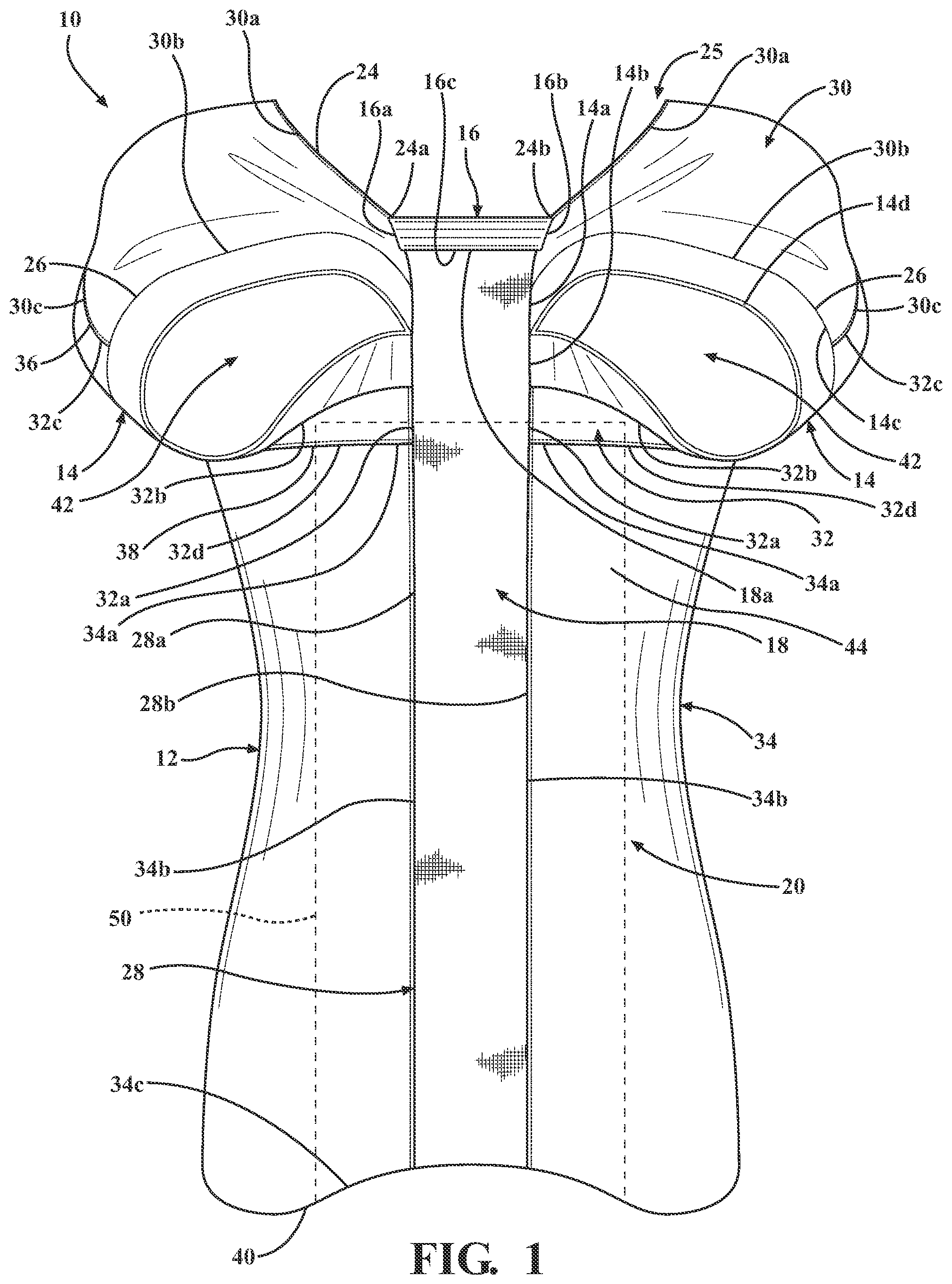 Patent US12310430 Figure 1 – Support shirts including a restriction panel