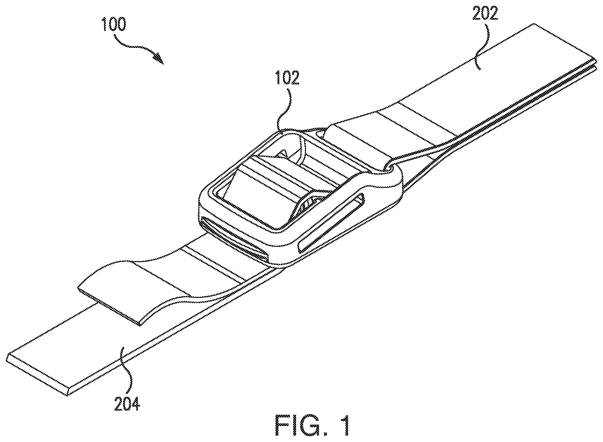 Patent US12310461 — Web strap buckle with locking mechanism — Figure 1