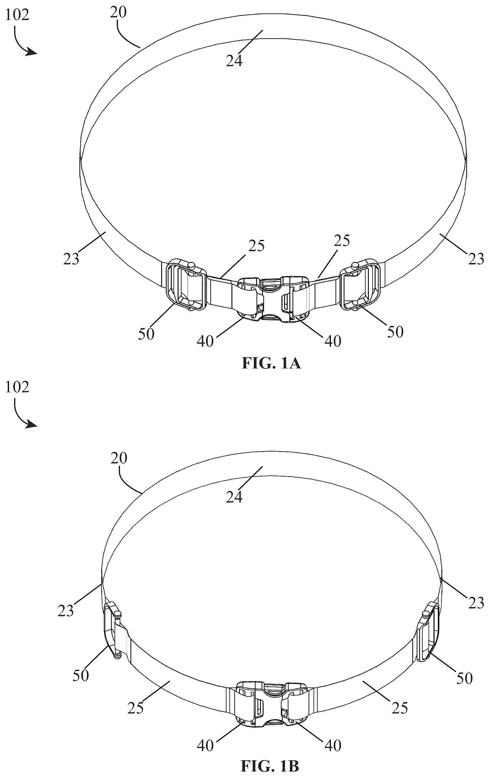 Patent US12310462 Figure 1 – Adjustable closure devices with handle and locking mechanisms