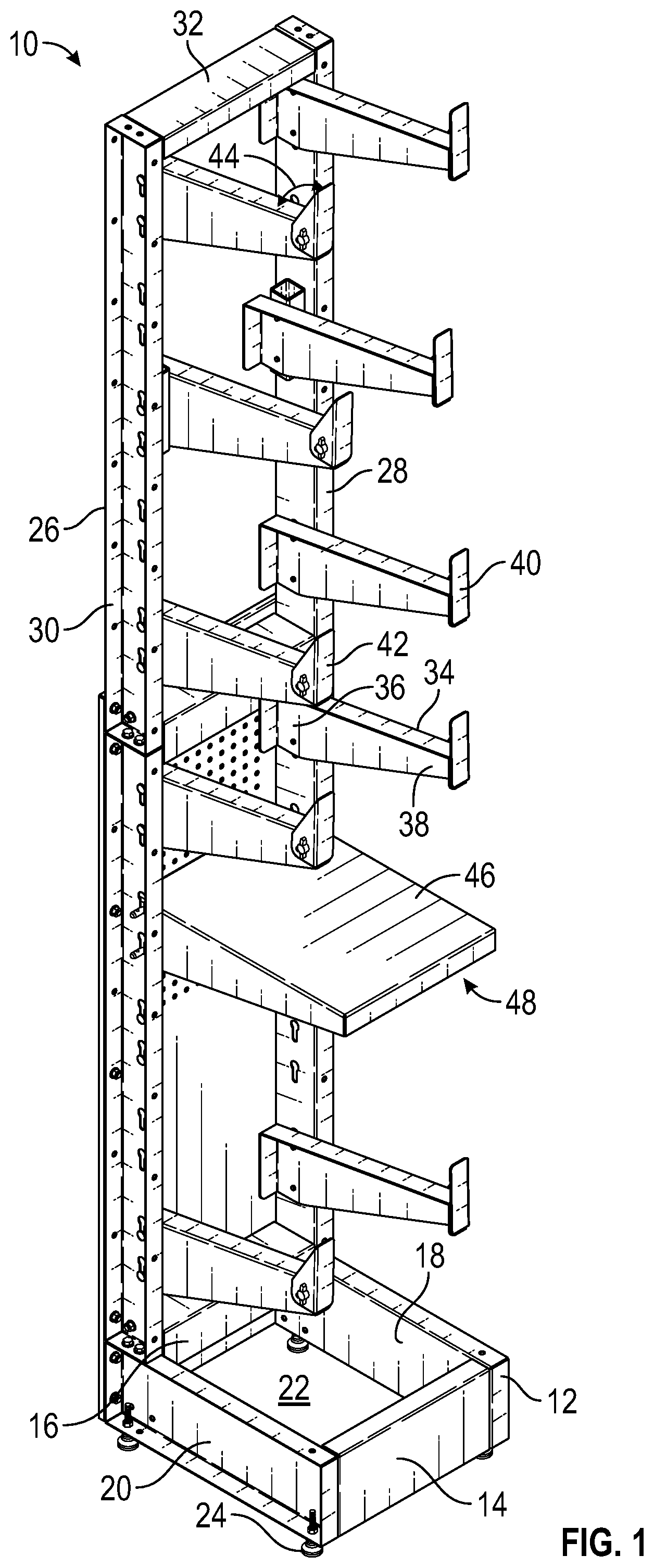Patent US12310494 — Freestanding ladder storage rack — Figure 1