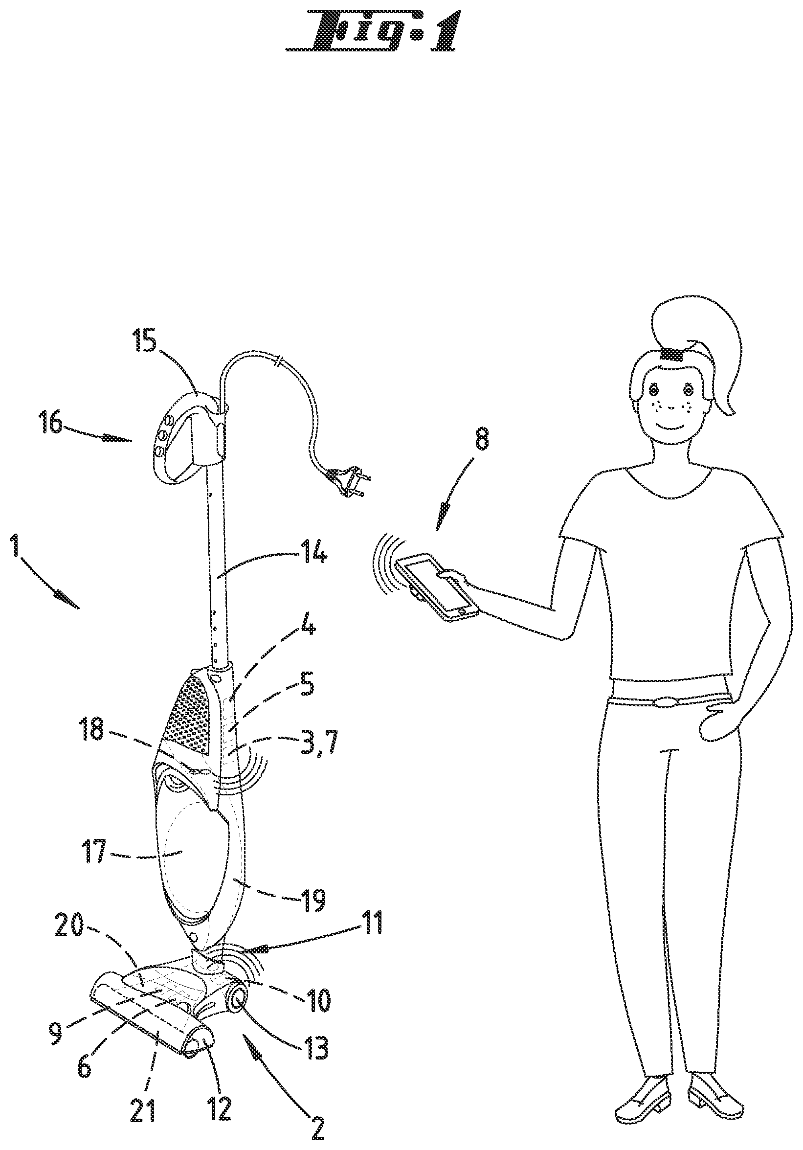Patent US12310548 — Cleaning system comprising a base unit and at least one accessory device — Figure 1