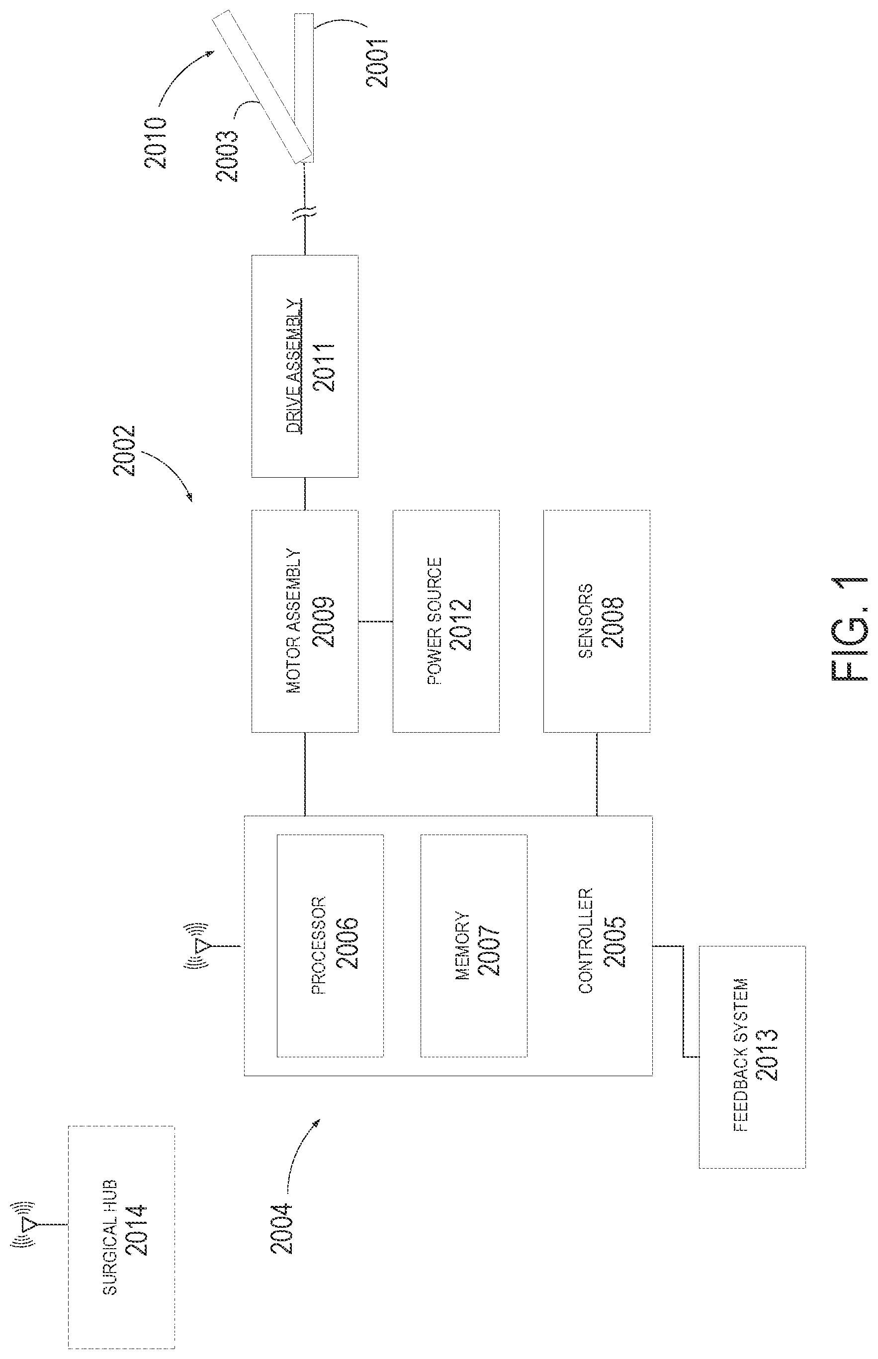 Patent US12310582 — Control circuit for actuating motorized function of surgical stapling instrument utilizing inertial drive train properties — Figure 1
