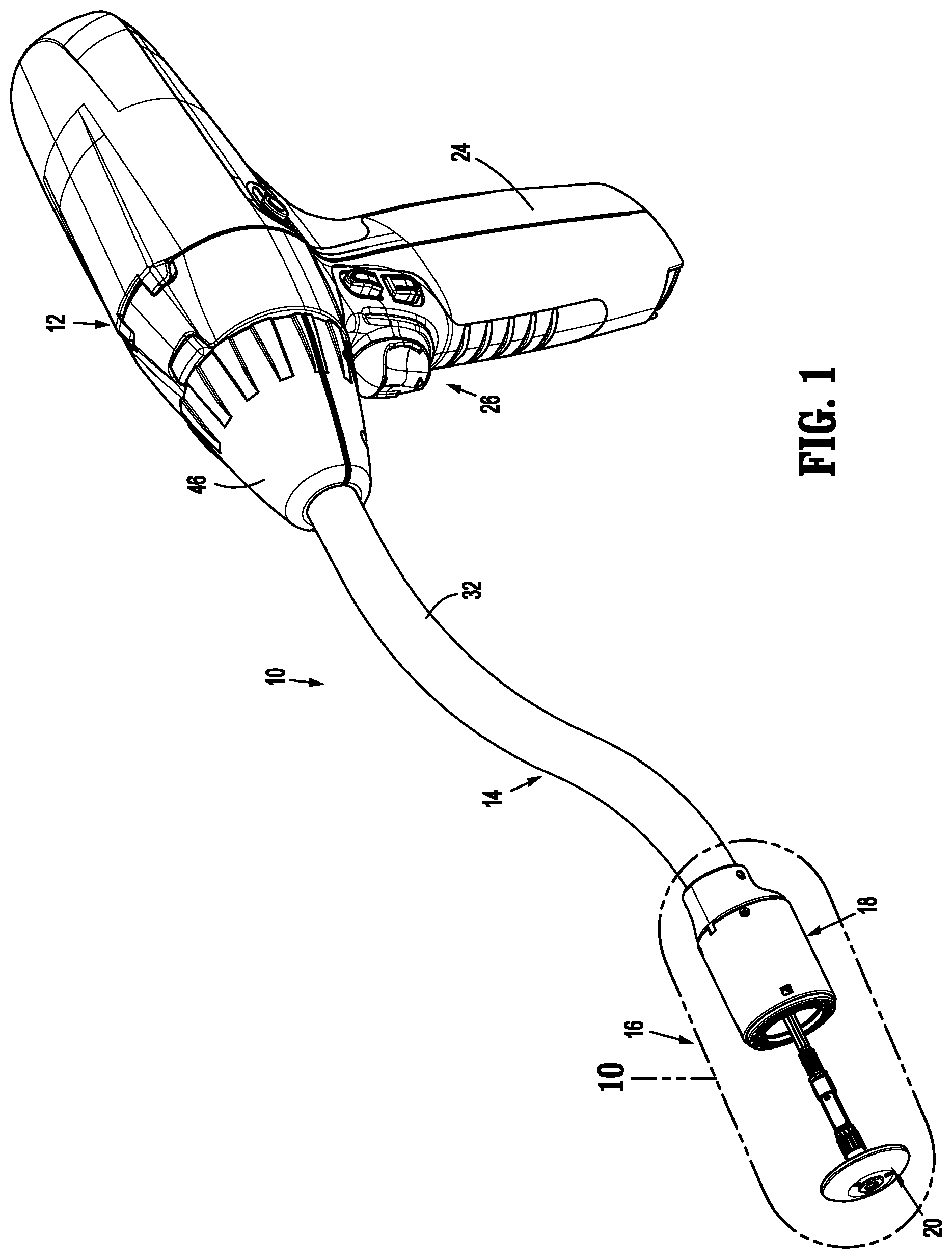 Patent US12310591 Figure 1 – Surgical stapling device with flexible shaft