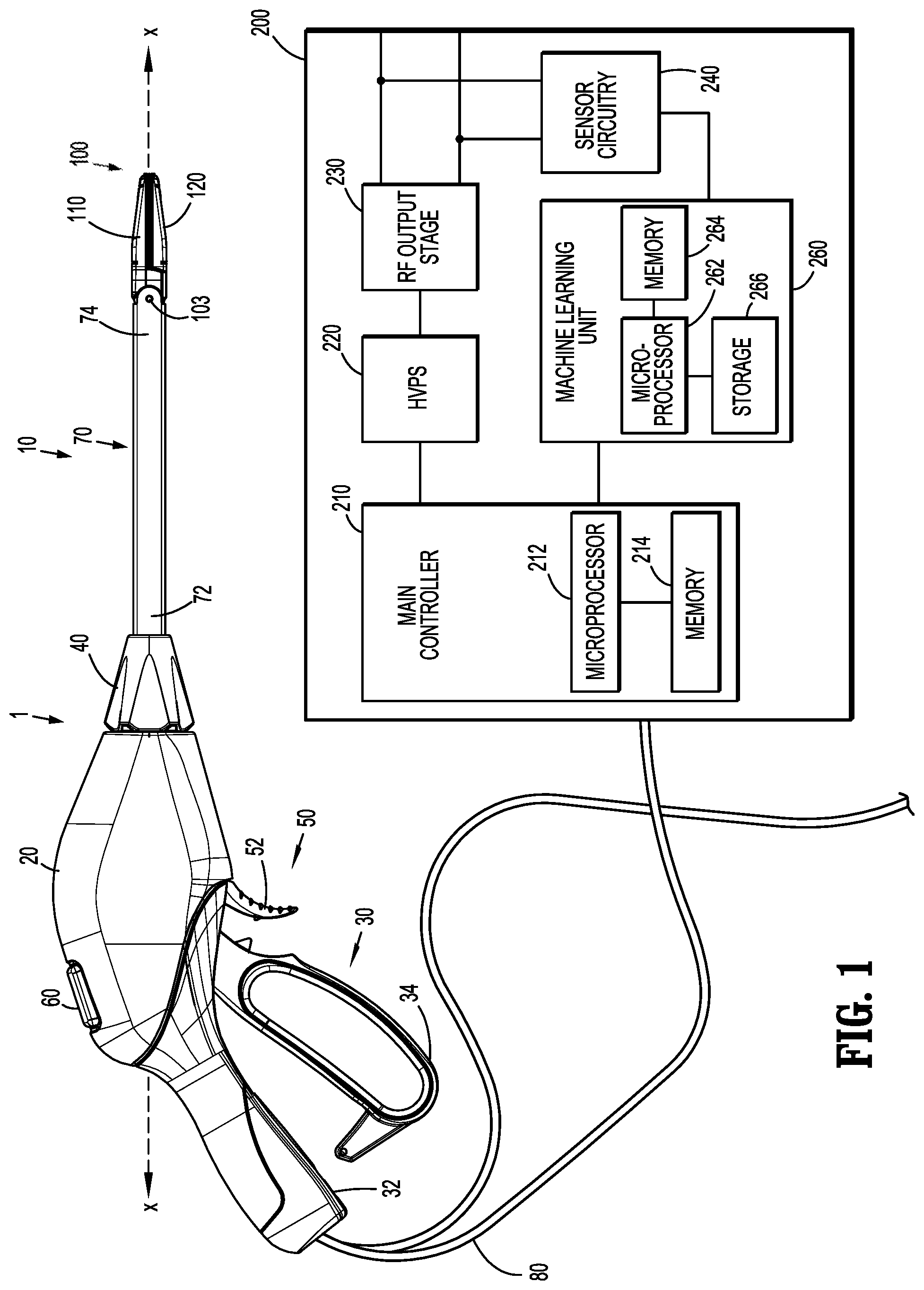 Patent US12310648 — Electrosurgical instruments including a jaw angle detection system — Figure 1