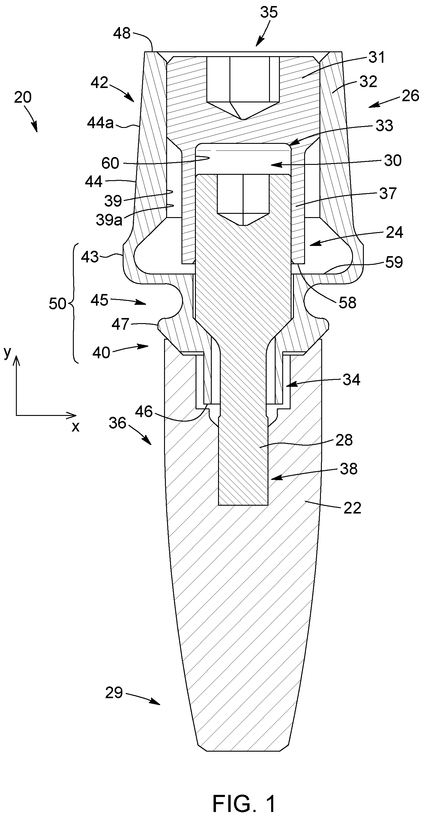 Patent US12310816 — Flexible abutment for use with dental implant — Figure 1