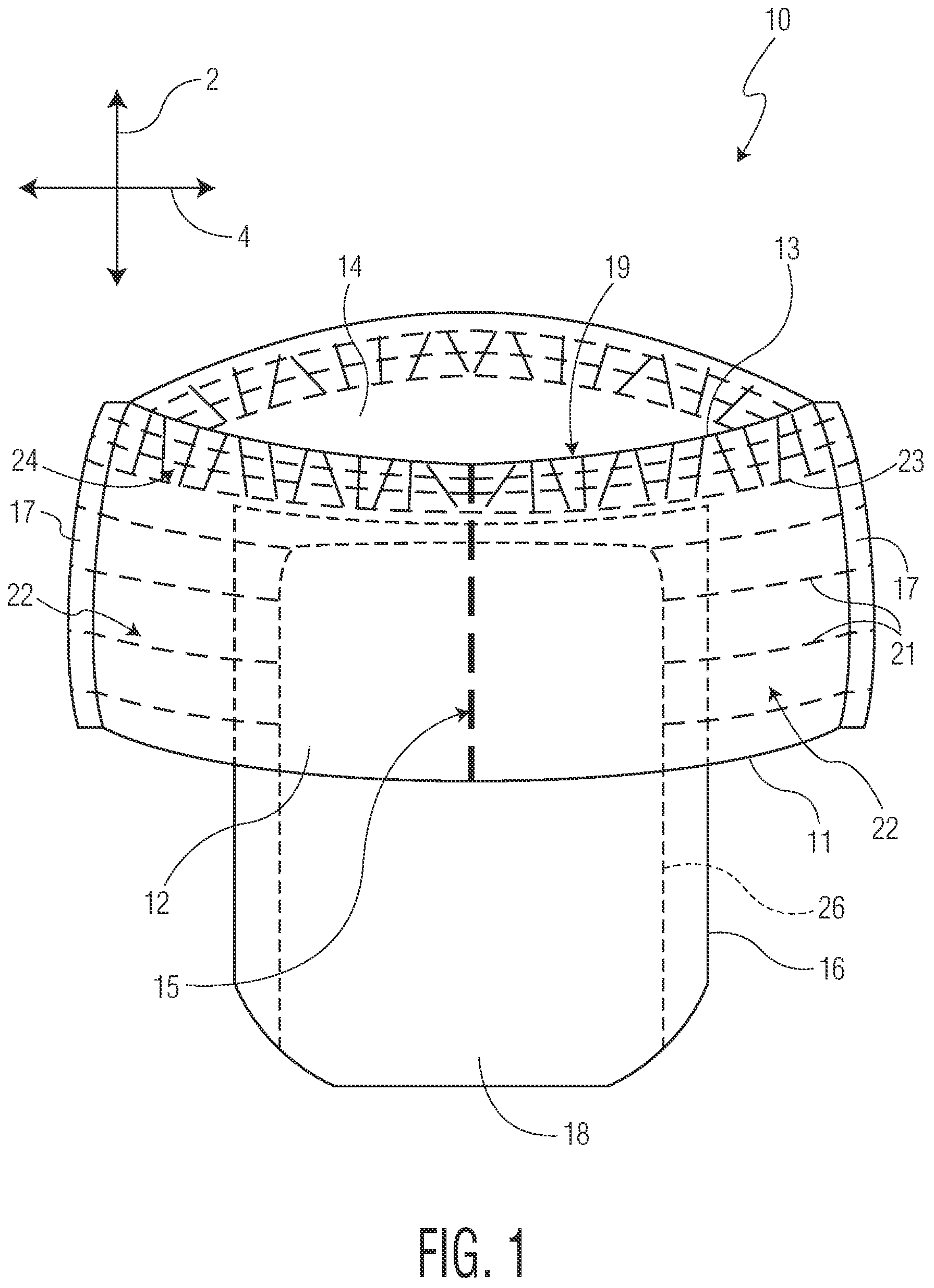 Patent US12310827 — Front or rear opening closed-sided absorbent articles — Figure 1