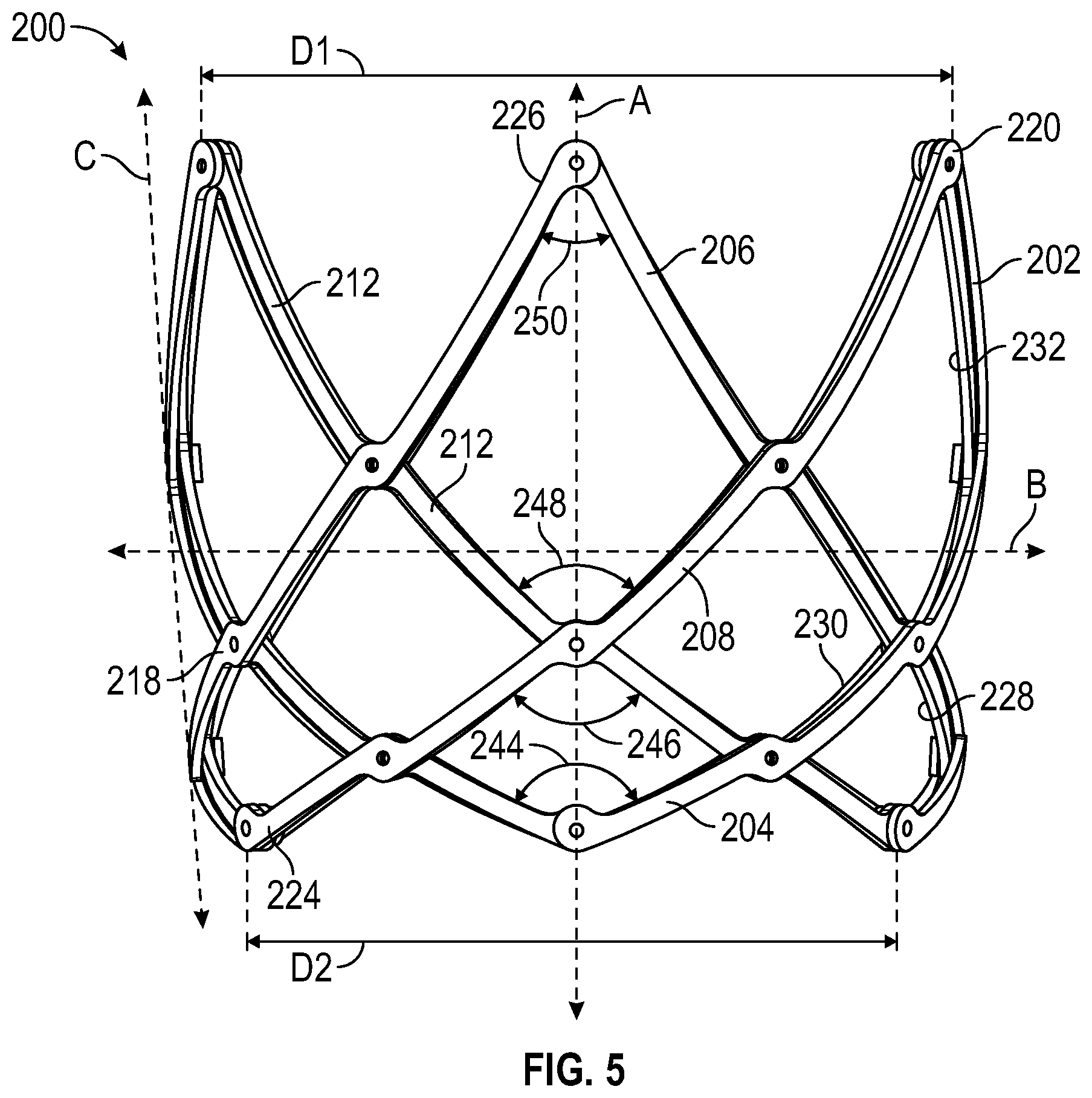 Patent US12310847 Figure 5 – Prosthetic heart valve having non-cylindrical frame