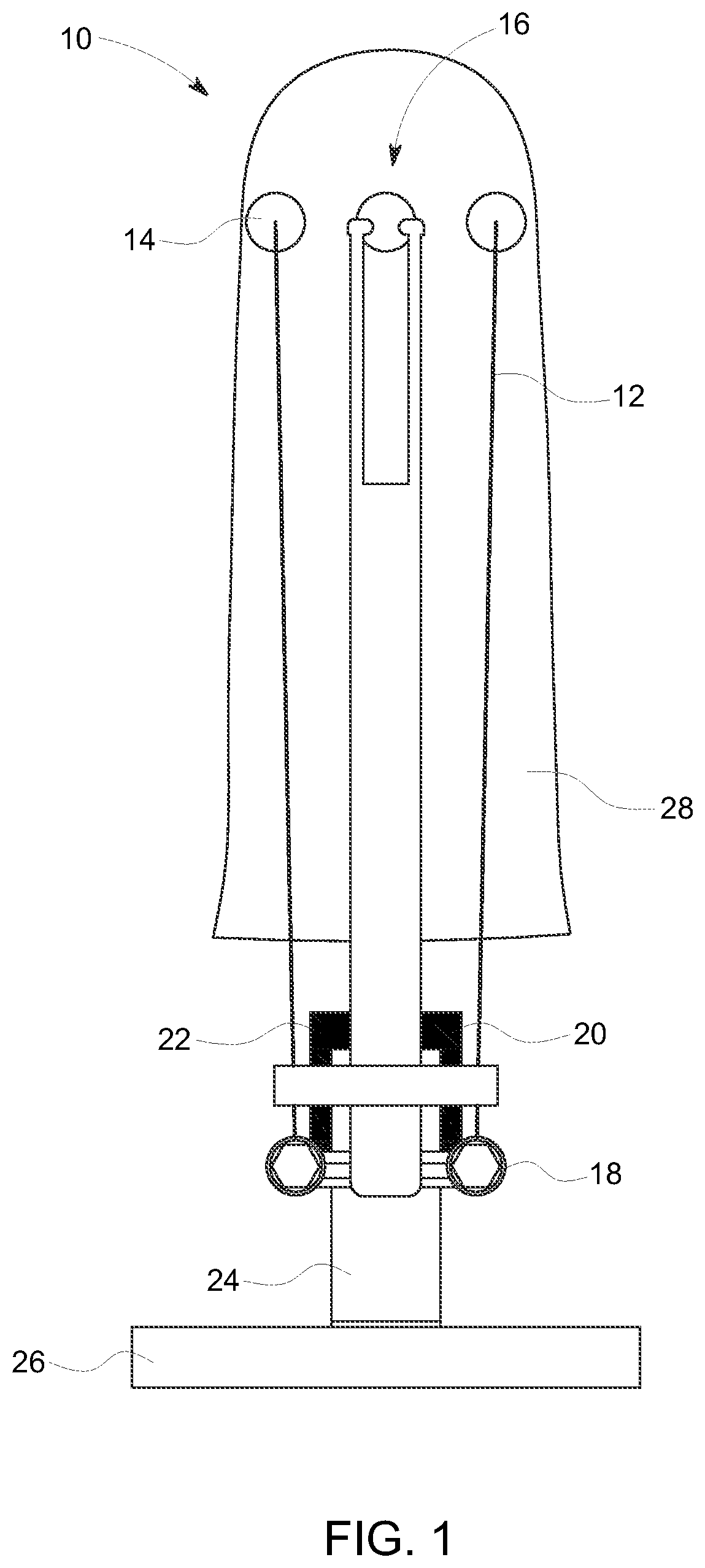 Patent US12310865 — Hands-free apparatus to apply a liner to an amputated appendage — Figure 1