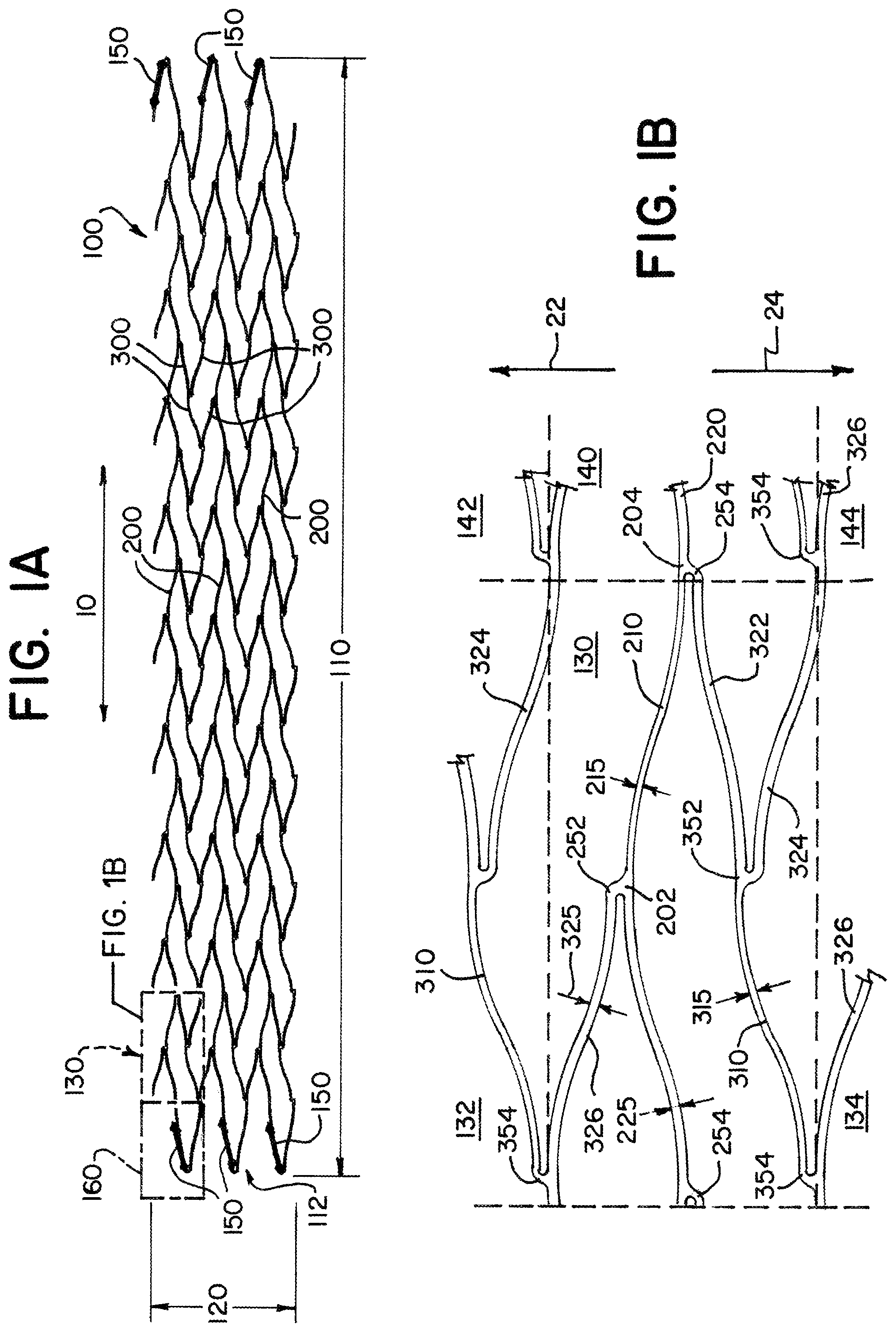 Patent US12310867 — Stent with longitudinal variable width struts — Figure 1