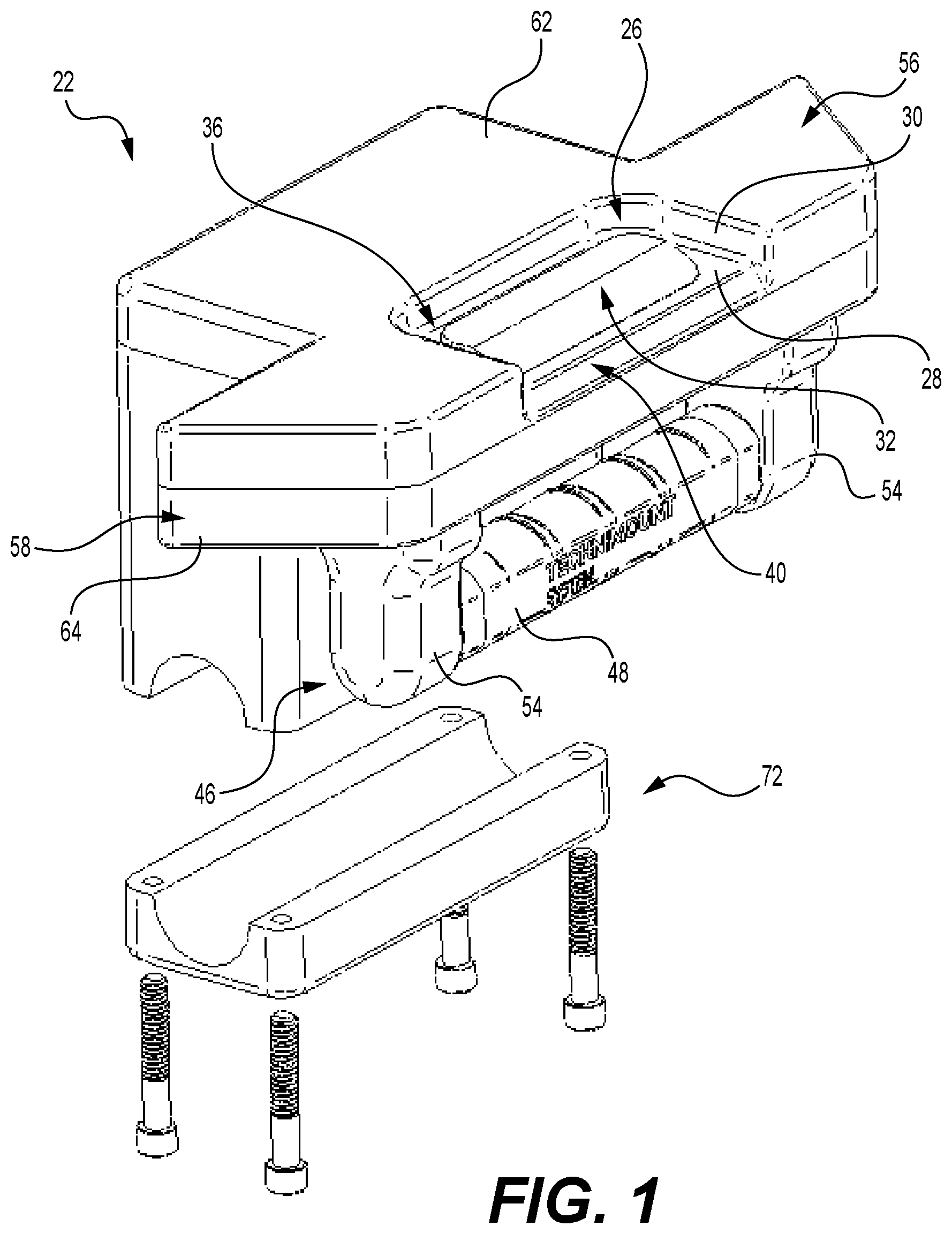Patent US12310901 — Coupling systems for releasably coupling equipment to a patient transport systems — Figure 1