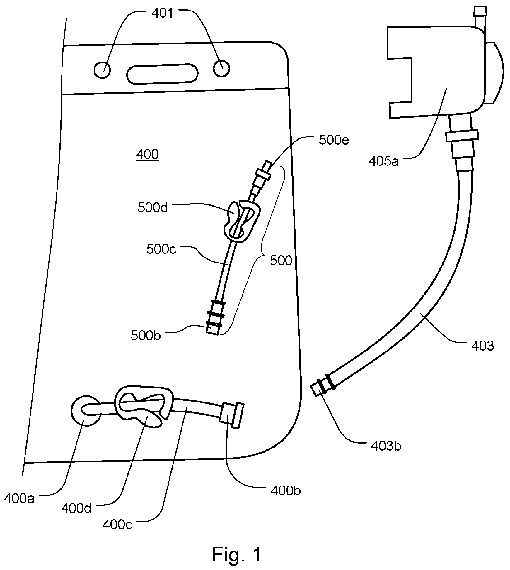 Patent US12311096 — Set comprising effluent bag and adapter — Figure 1
