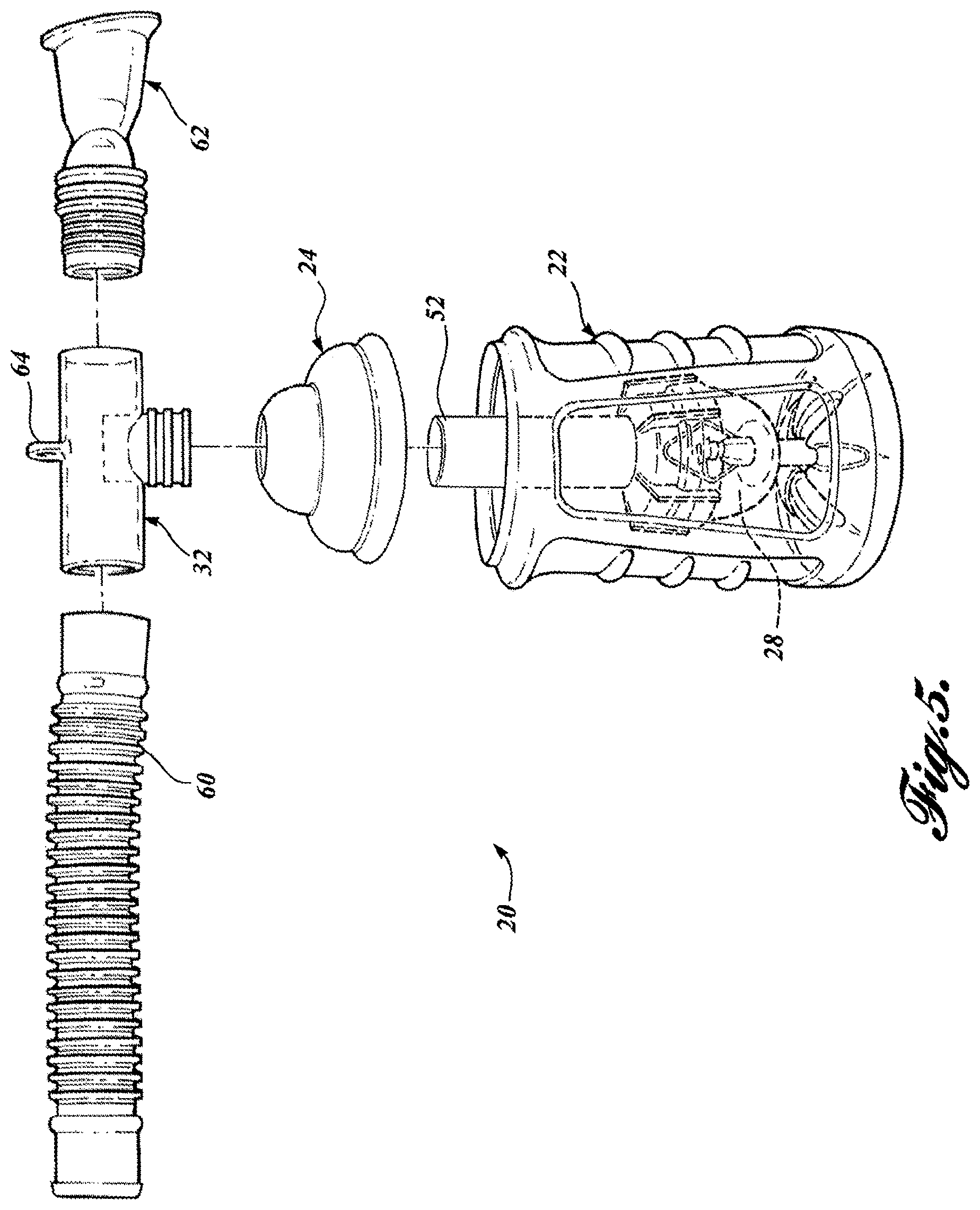 Patent US12311112 Figure 5 – Thermal material nebulizing system with animal mask