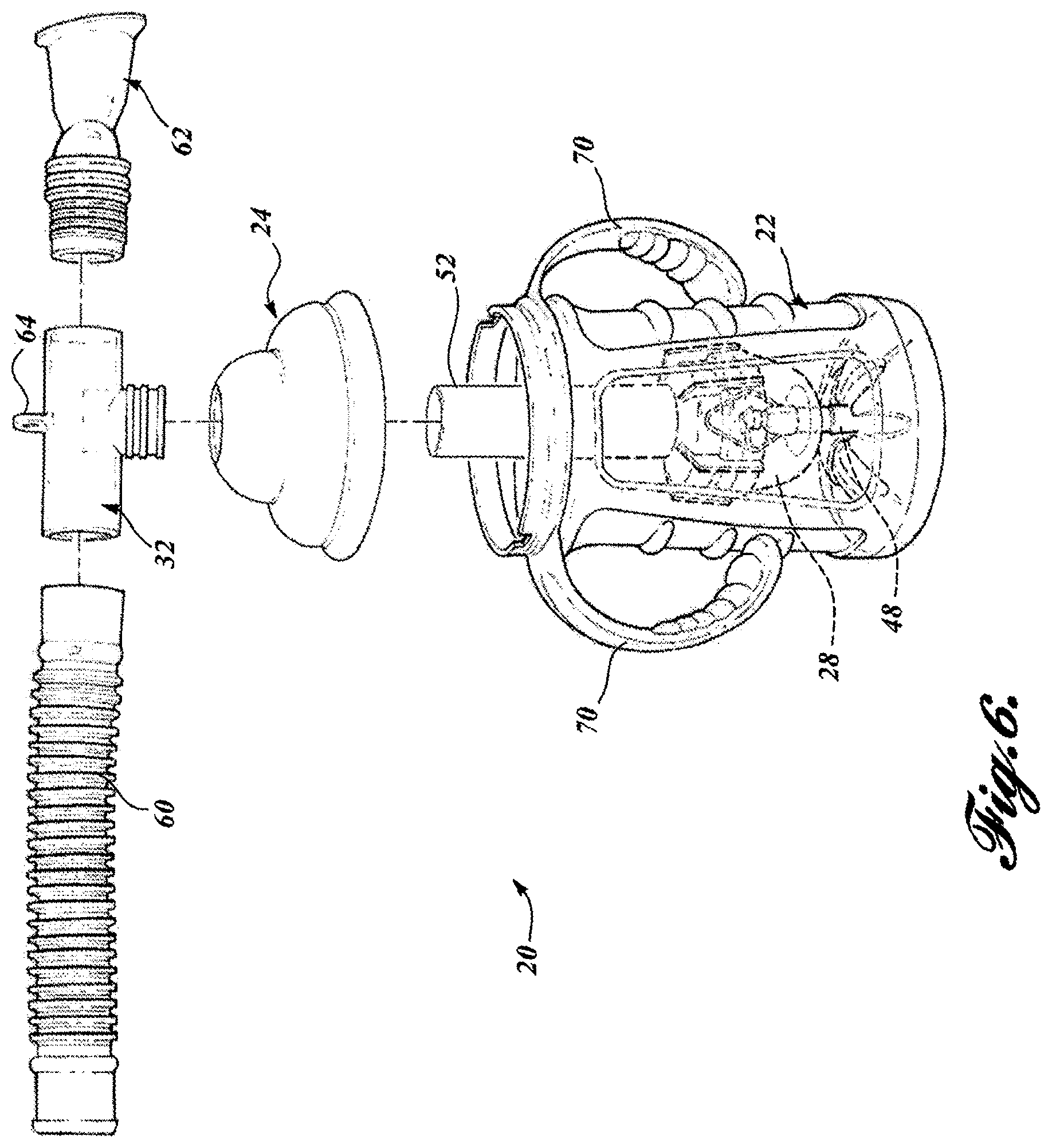 Patent US12311112 Figure 6 – Thermal material nebulizing system with animal mask
