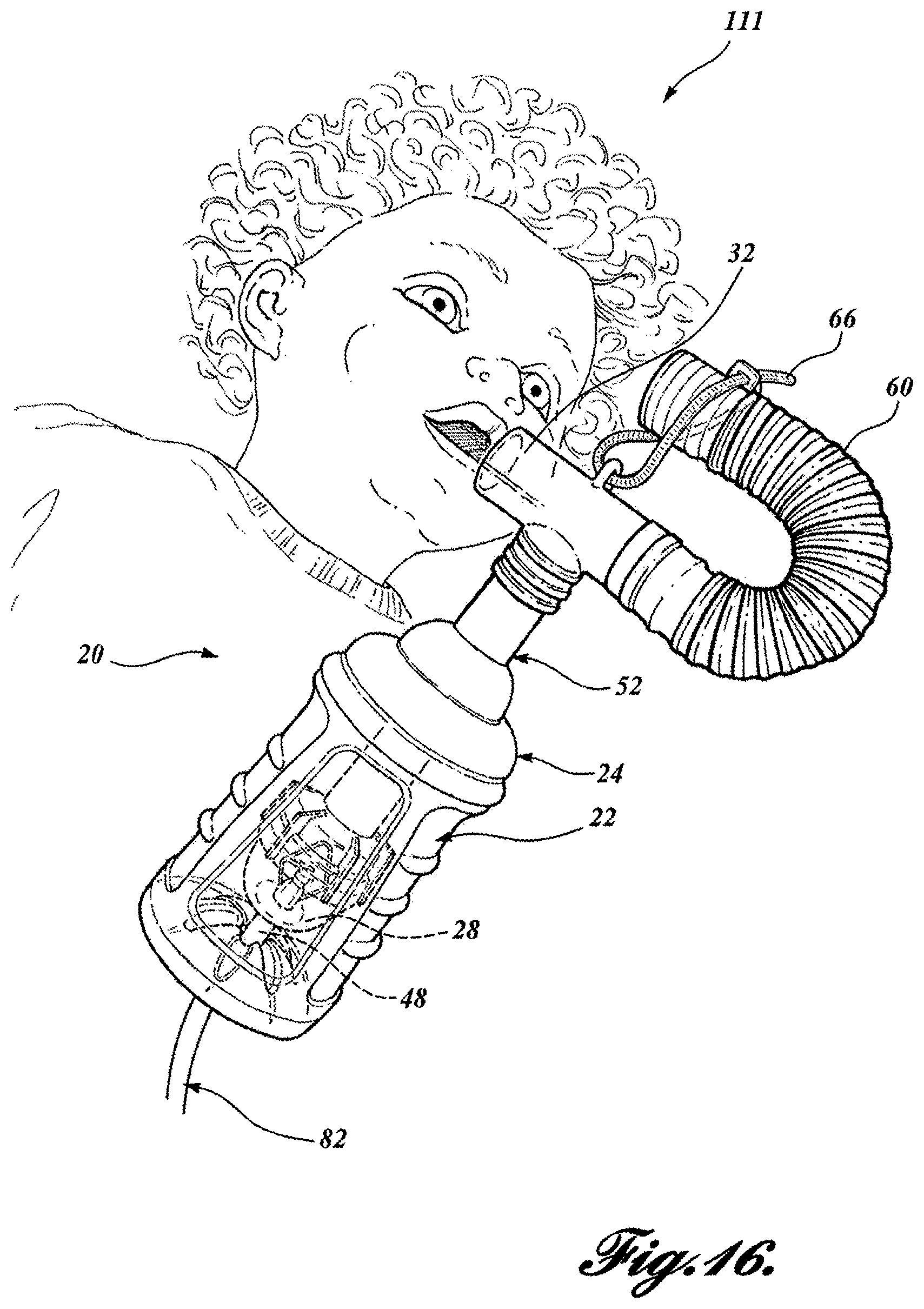 Patent US12311112 Figure 16 – Thermal material nebulizing system with animal mask