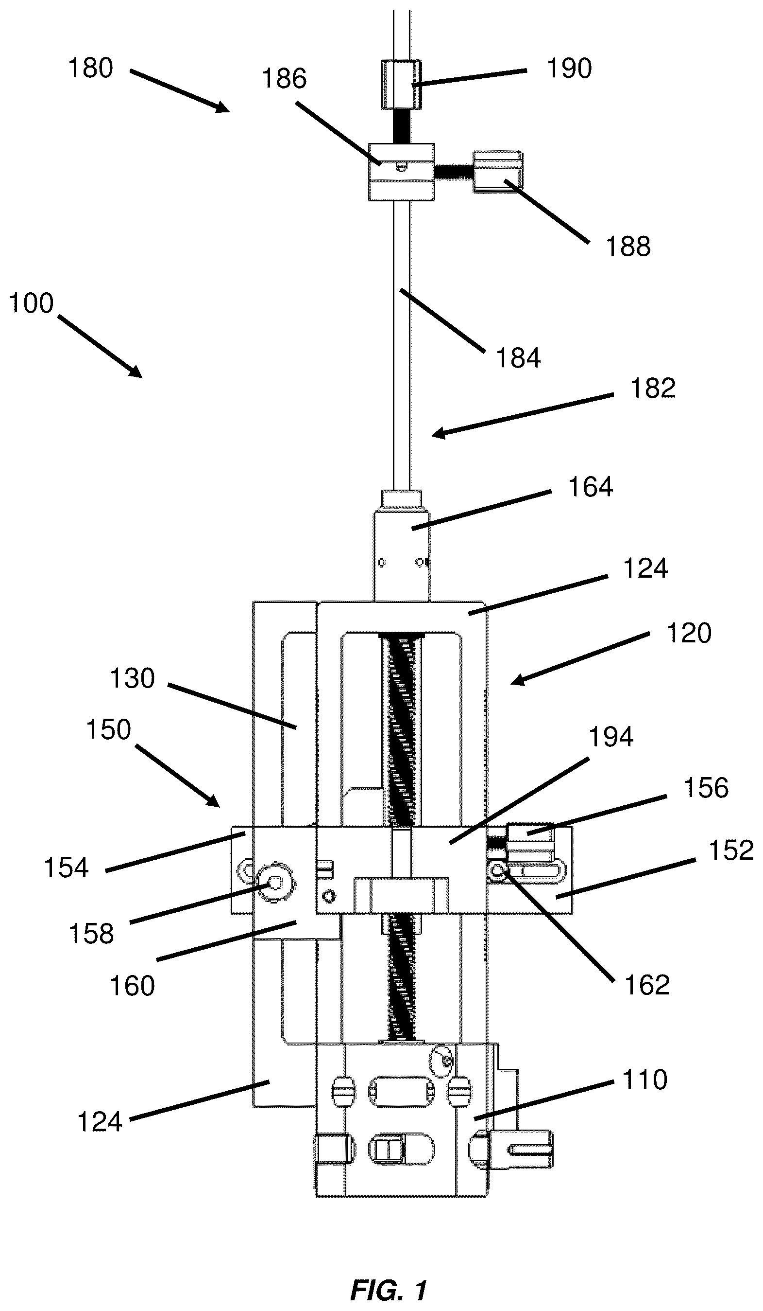 Patent US12311150 — Method and apparatus for controlled relative motion of surgical instruments and components — Figure 1