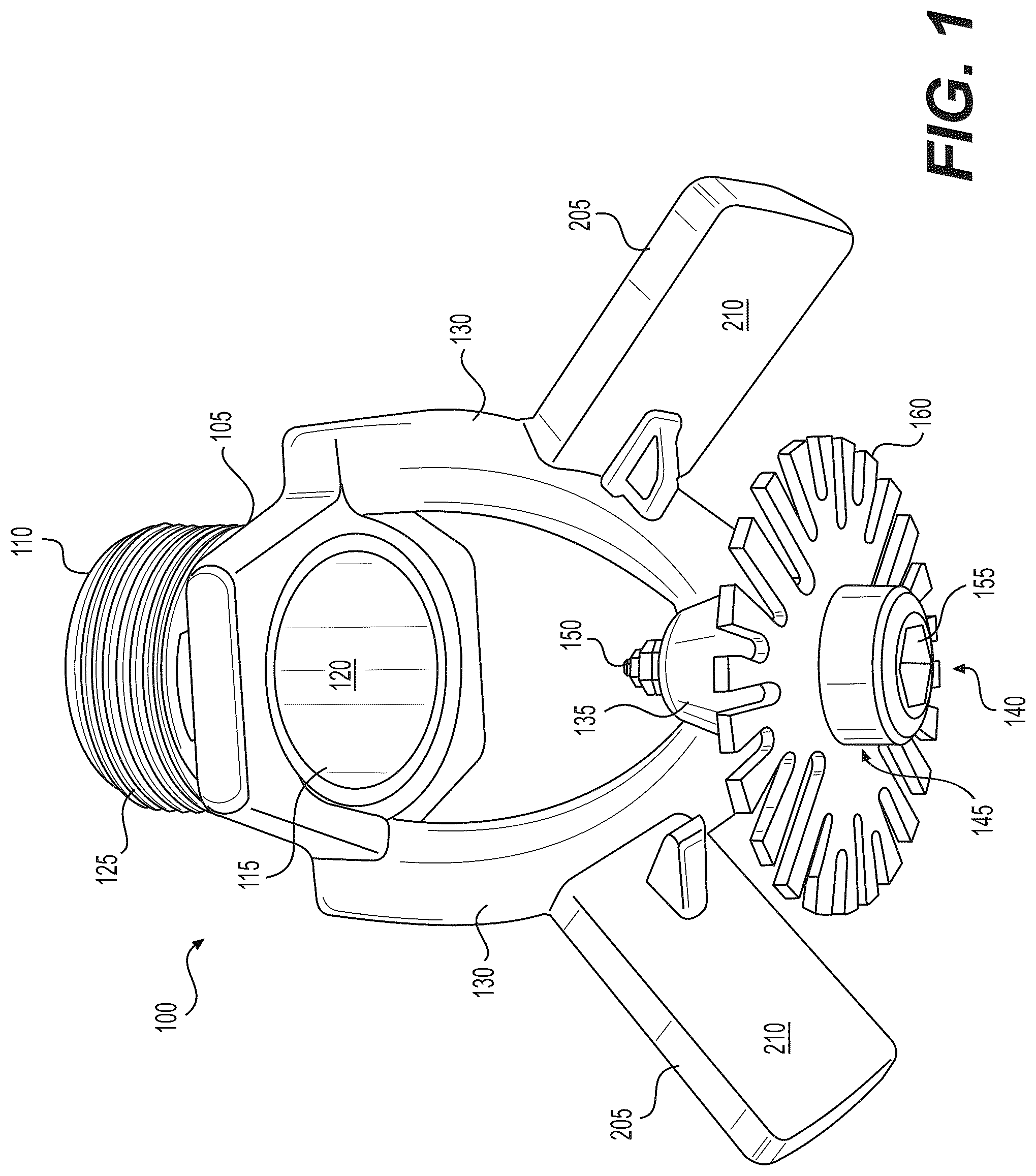 Patent US12311211 Figure 1 – Fire protection nozzle, fire protection sprinkler, fire protection systems, and methods of manufacturing a fire protection nozzle and a fire protection sprinkler