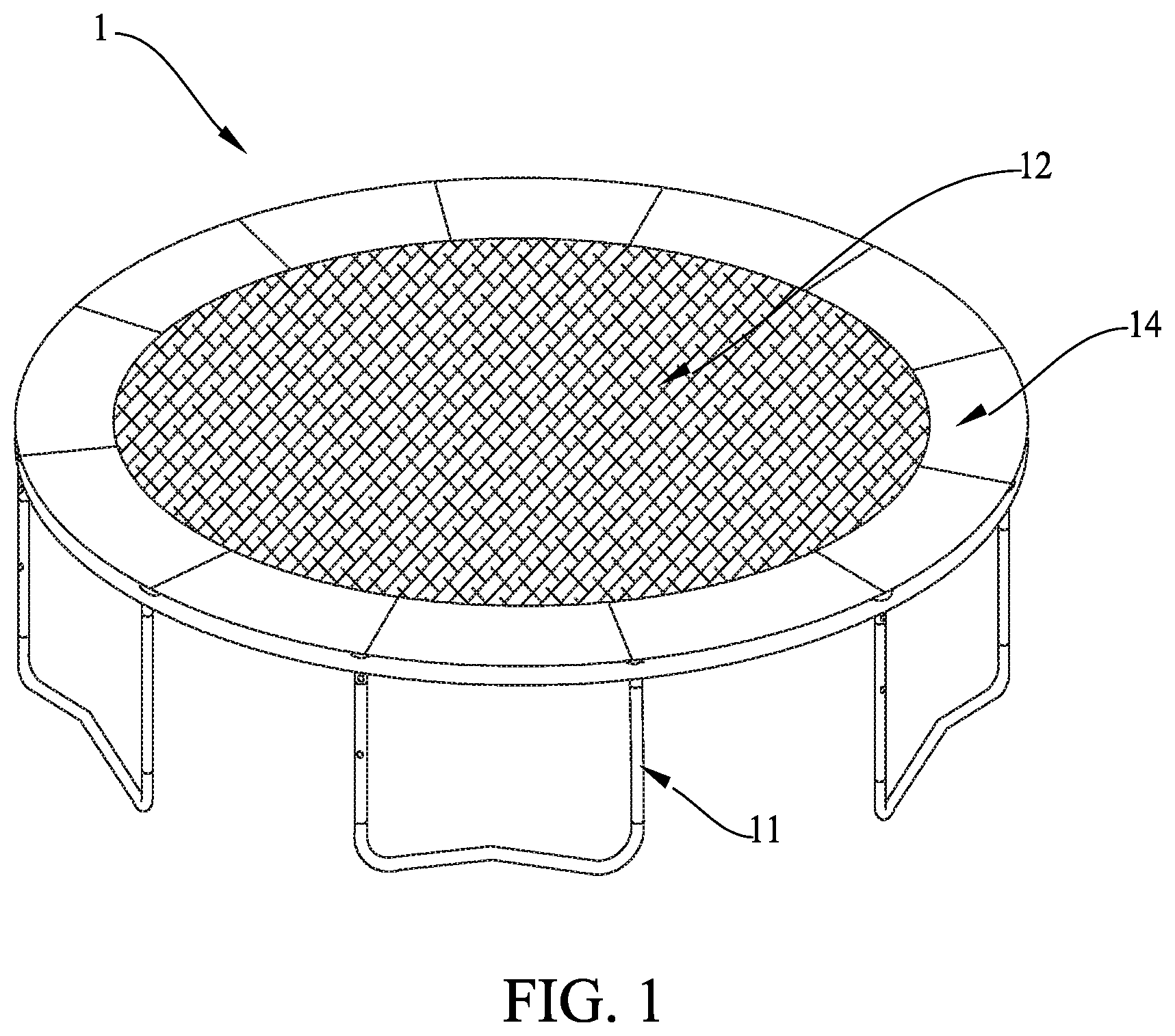 Patent US12311237 — Hoop cover for trampoline and trampoline — Figure 1