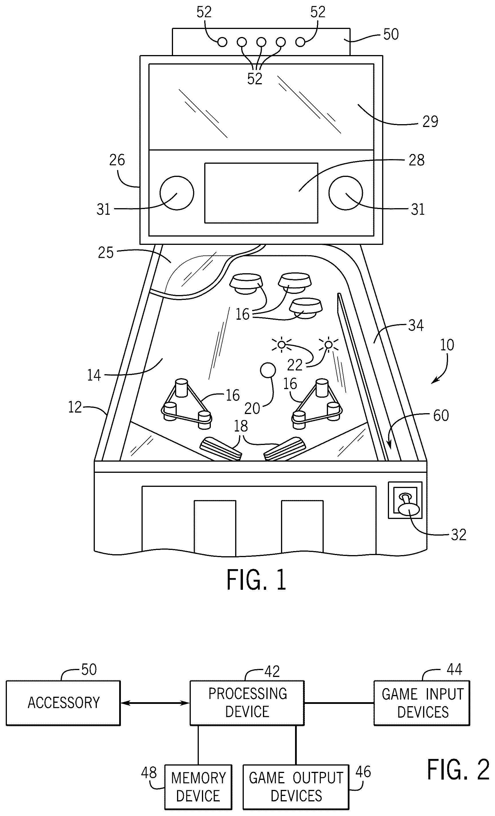 Patent US12311276 — Pinball machine with retrofittable accessory — Figure 1