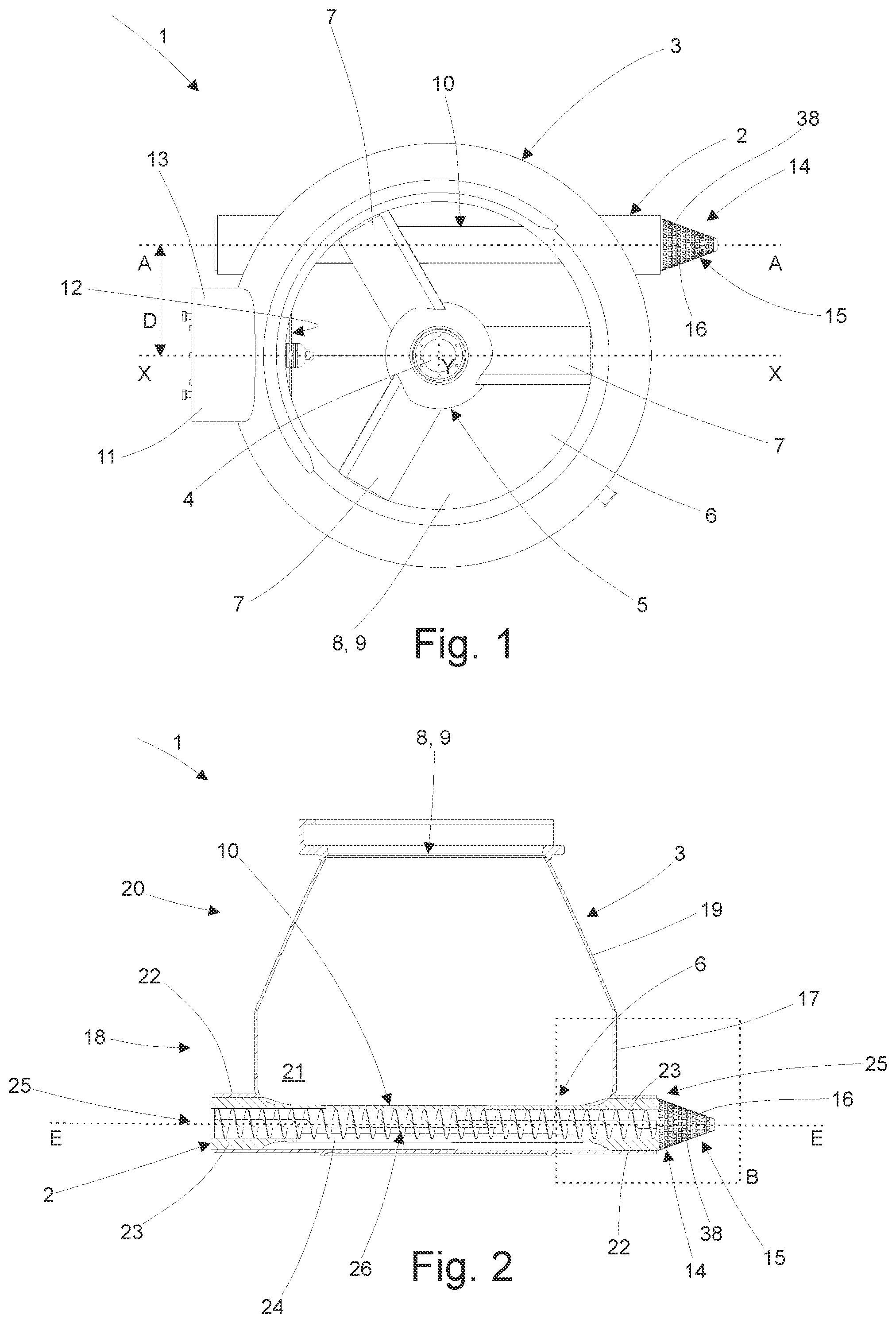 Patent US12311334 — Method for emptying a device for producing granules or extrudates — Figure 1