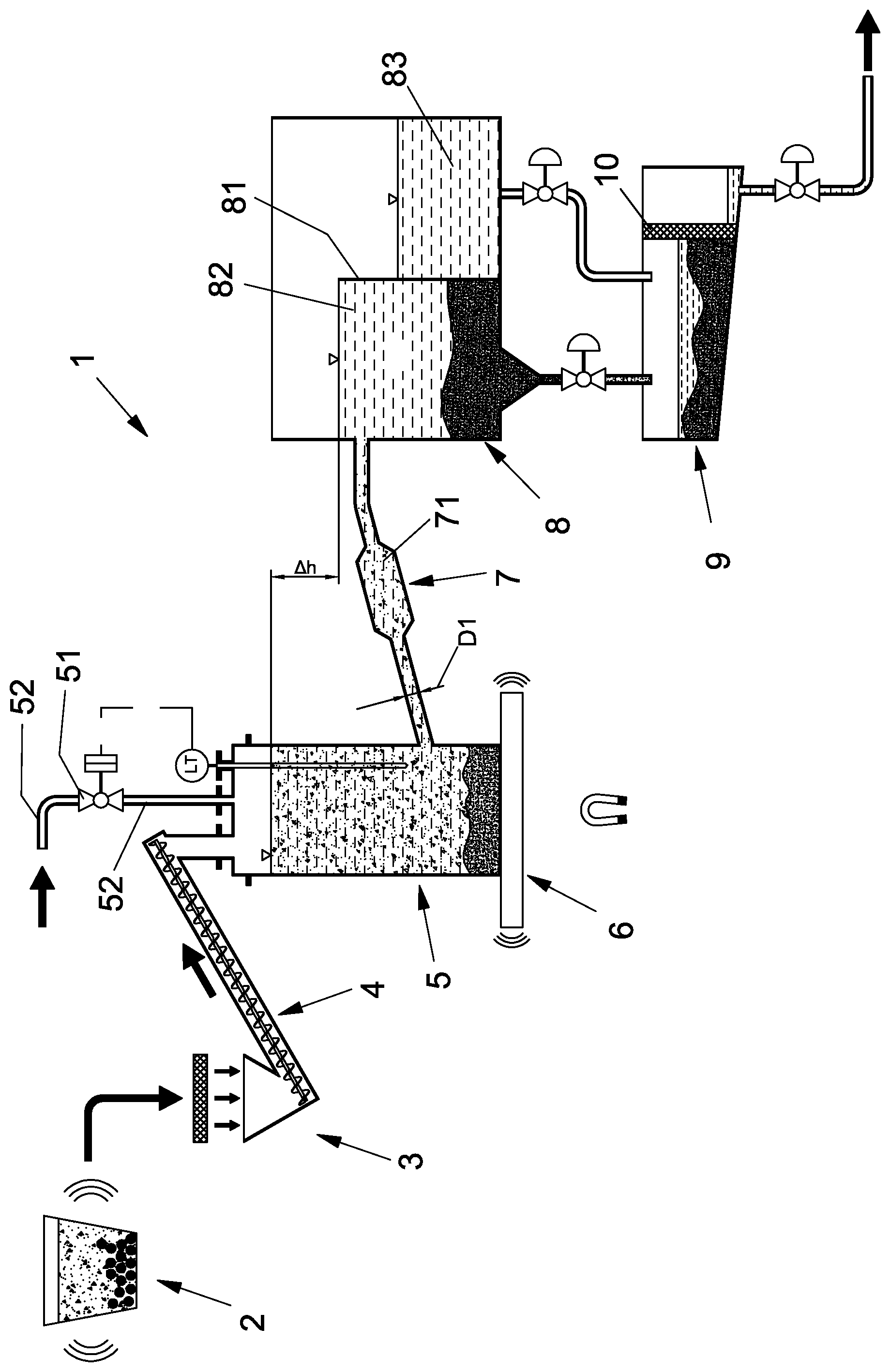 Patent US12311381 — Apparatus and method for recovering precious metals, such as platinum, rhodium, gold, silver, etc., from contaminated cement — Figure 1