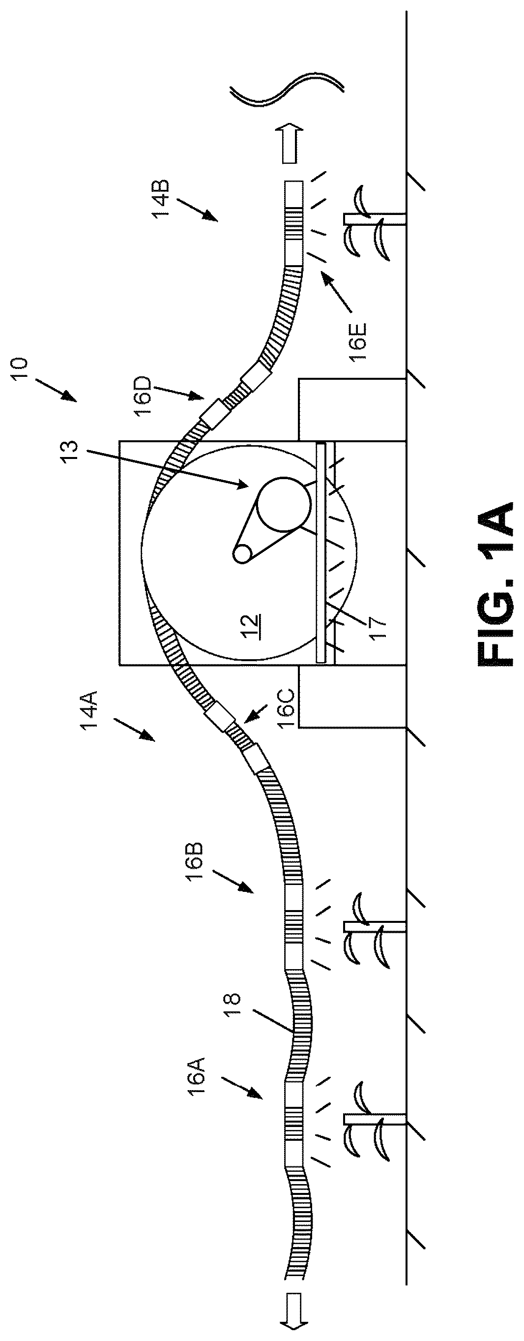 Patent US12311401 Figure 1 – Aerial boom with through-fan spray