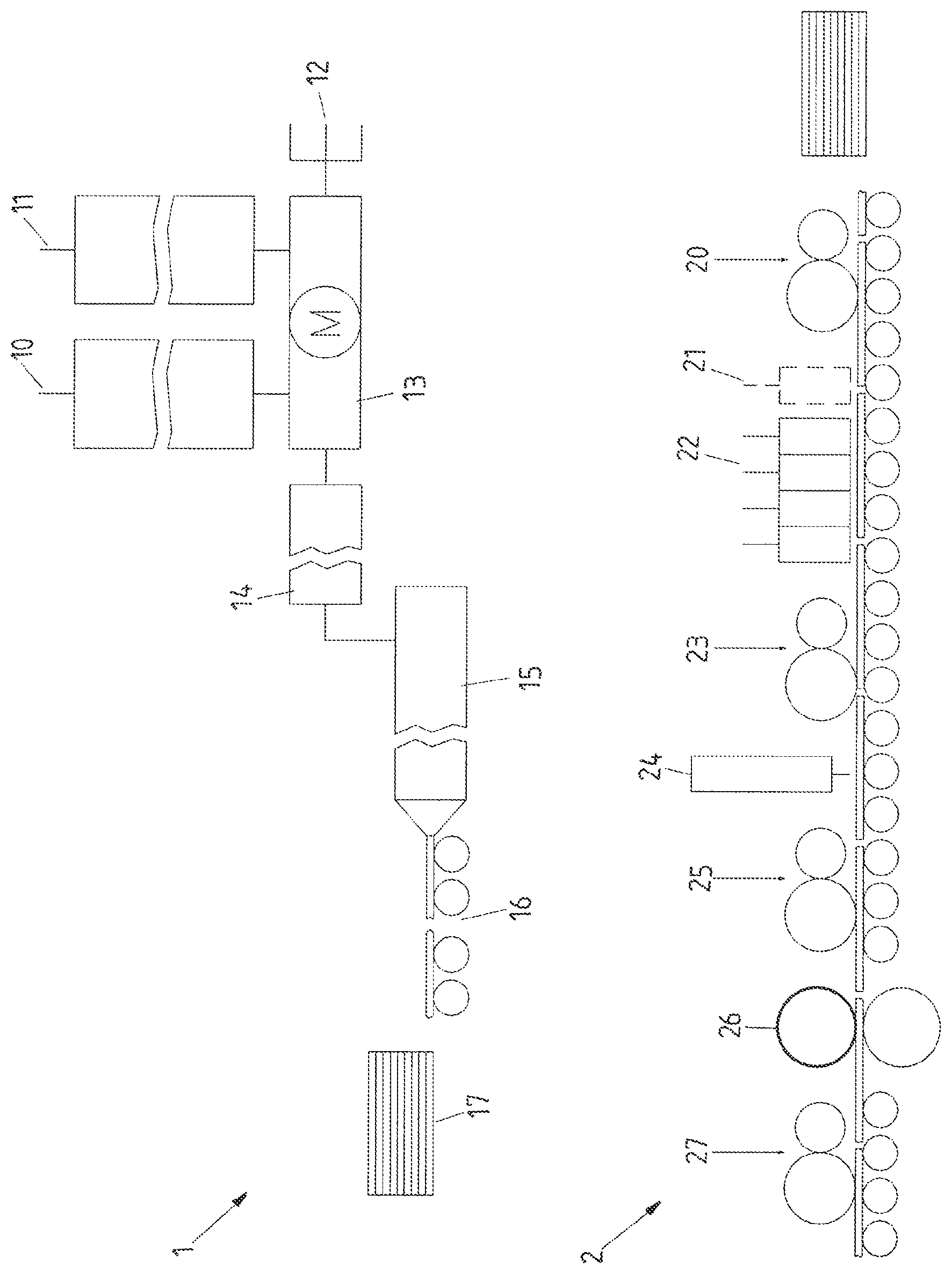 Patent US12311404 Figure 1 – Method for producing an abrasion- and water-resistant multilayer panel and a panel which is produced using said method