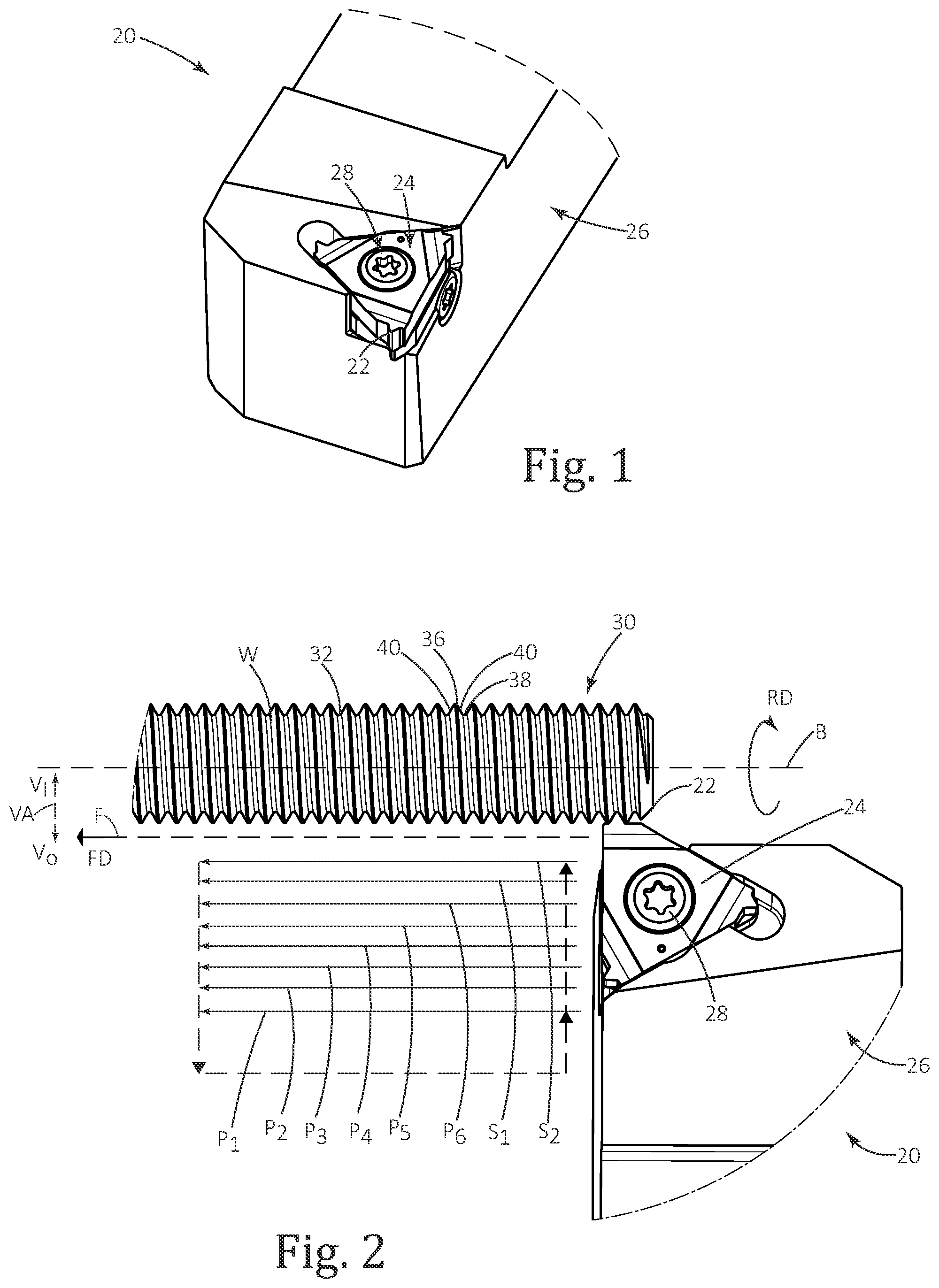 Patent US12311449 Figure 1 – Method for cutting a thread on a rotating workpiece