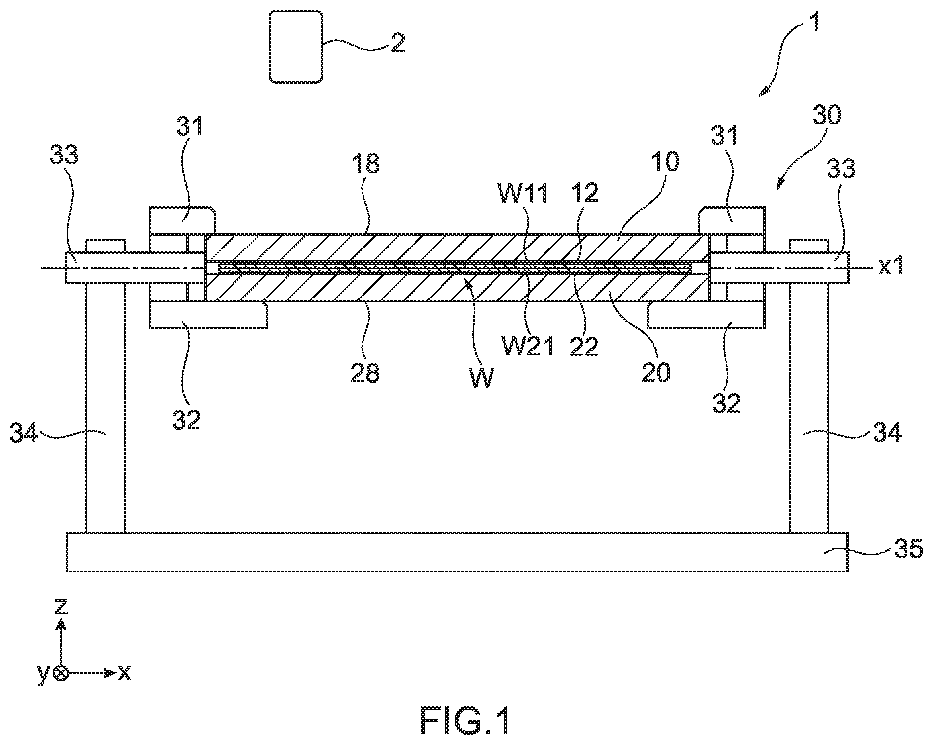 Patent US12311471 — Welding jig device and method for producing part — Figure 1