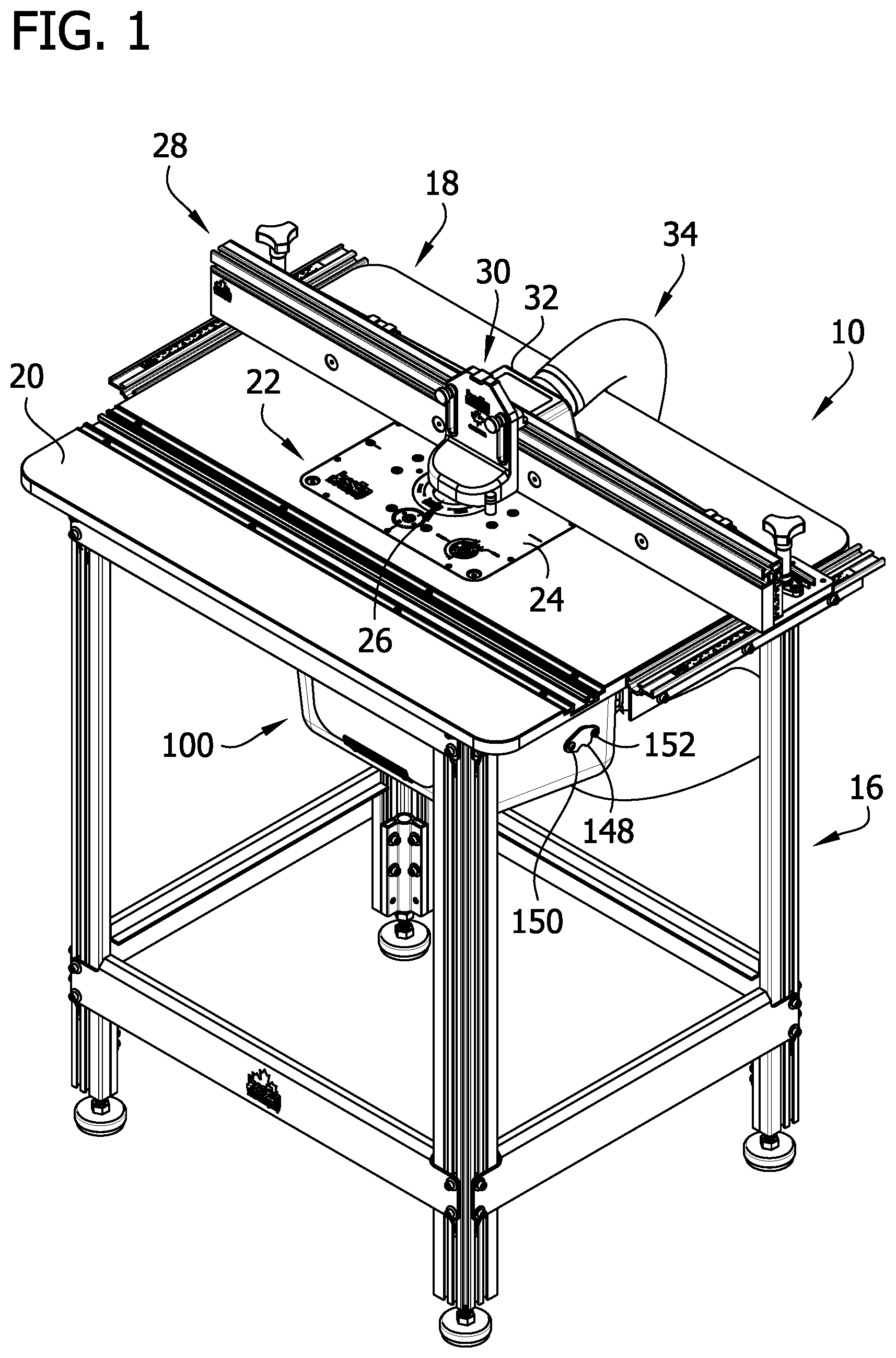 Patent US12311484 — Router and debris receptacle — Figure 1