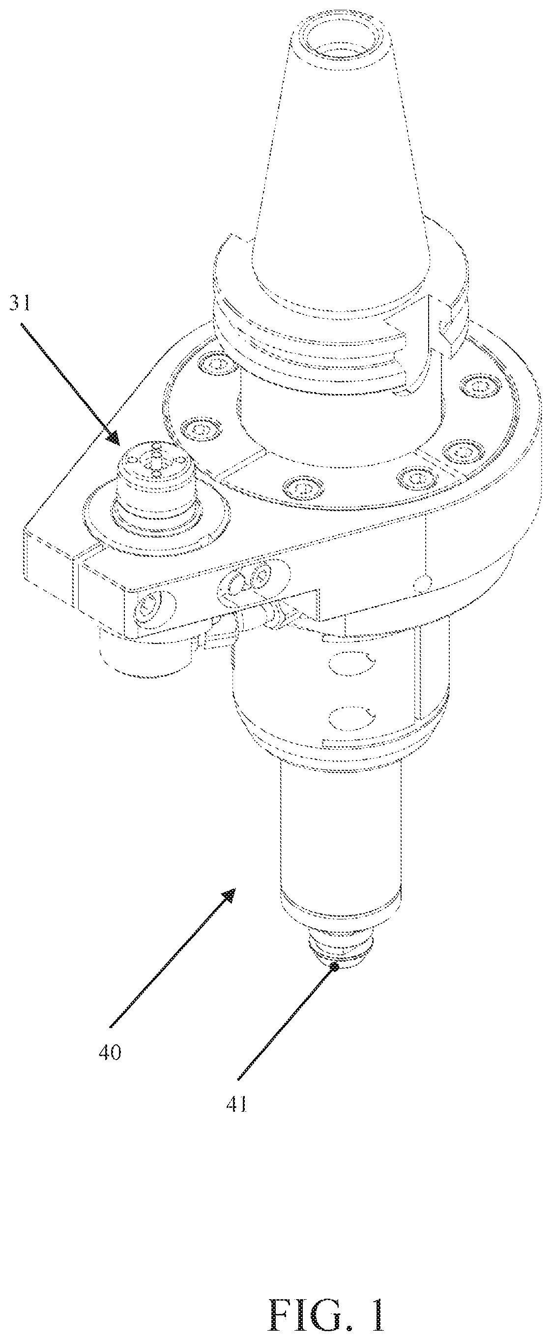 Patent US12311488 — Device for the automatic connection of a high speed spindle to a numerically controlled machine — Figure 1